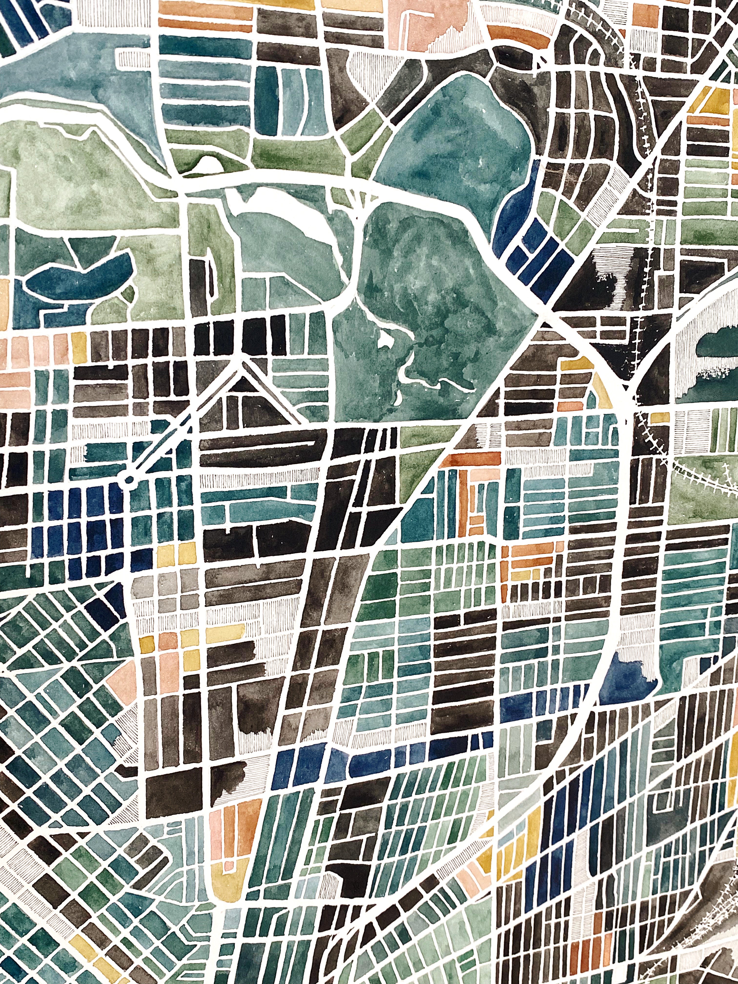 URBAN BURDEN: BUFFALO NY Mixed-media Art Map Original Painting