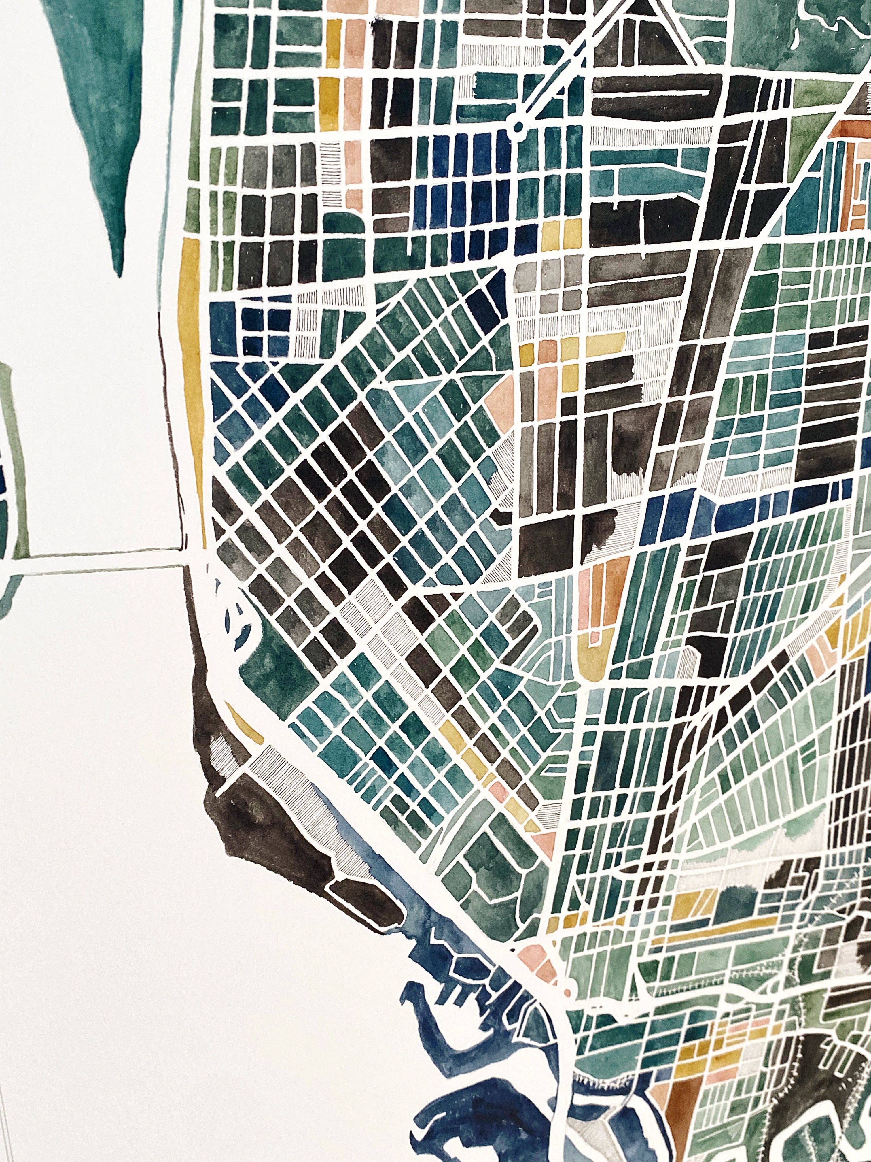 URBAN BURDEN: BUFFALO NY Mixed-media Art Map Original Painting