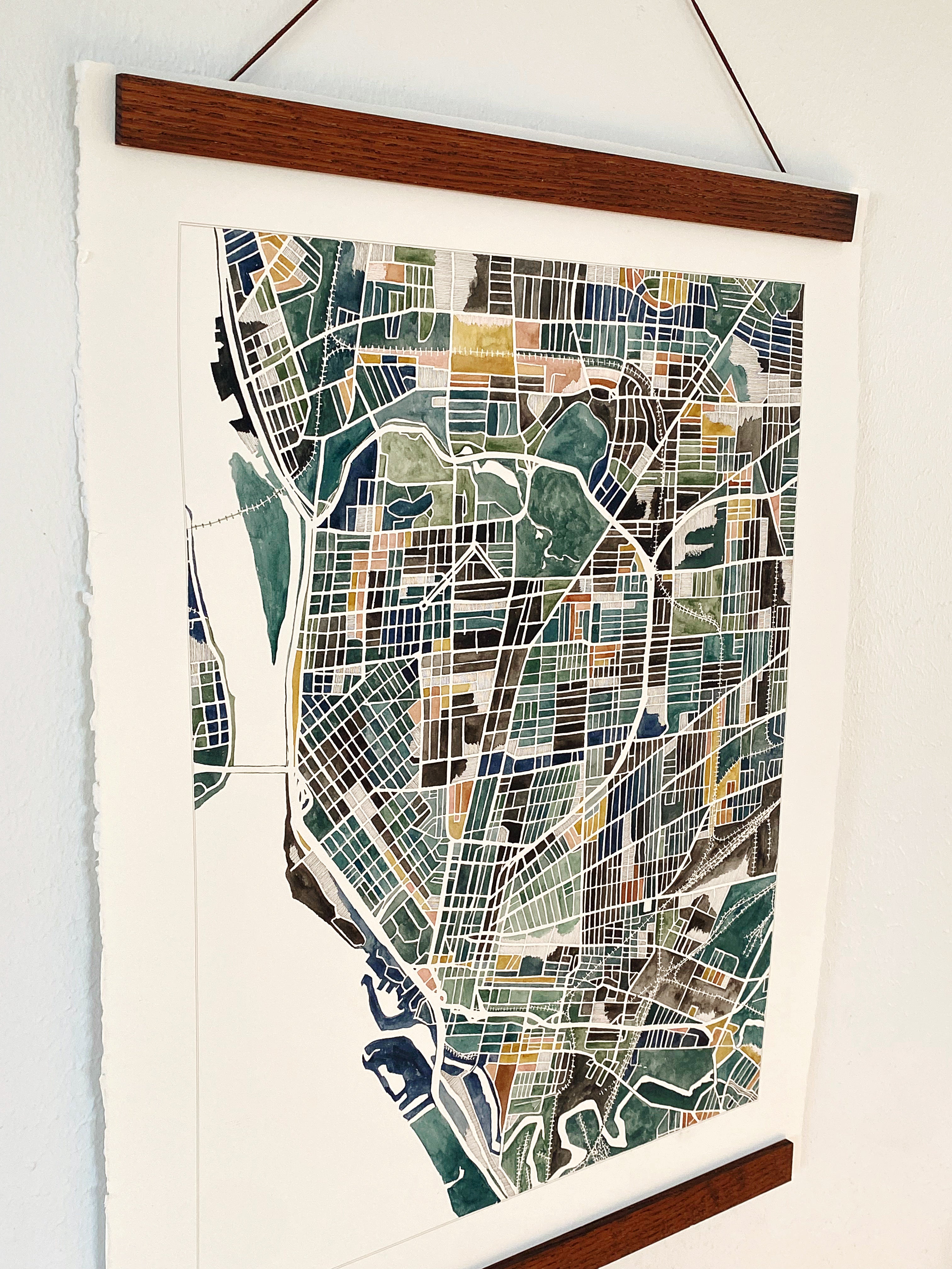 URBAN BURDEN: BUFFALO NY Mixed-media Art Map Original Painting