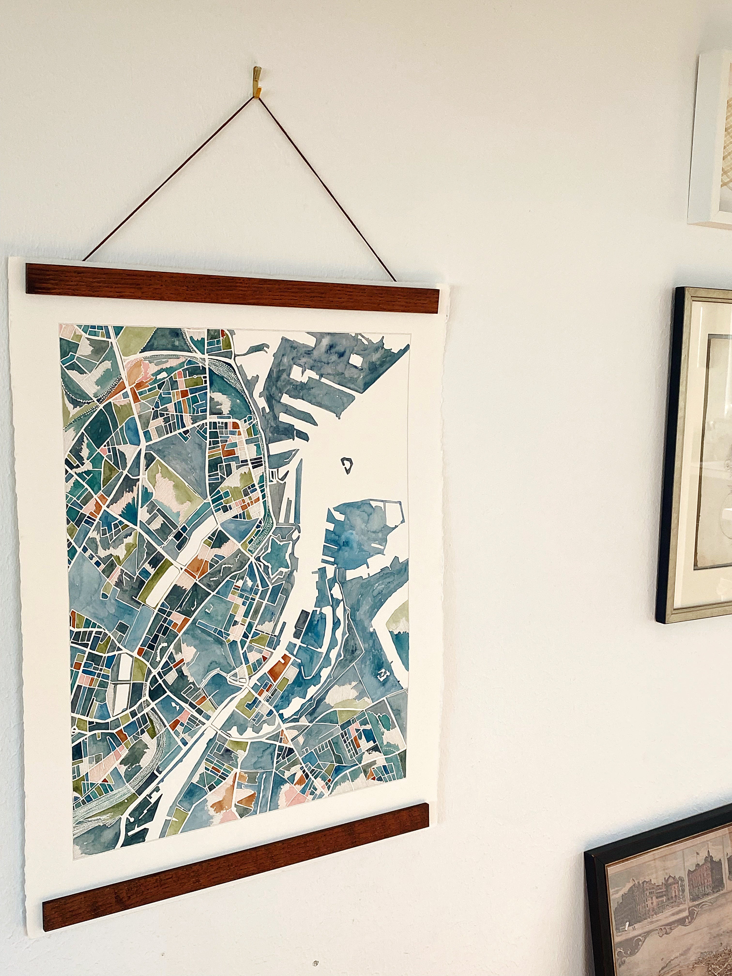 URBAN BURDEN: COPENHAGEN Mixed-media Art Map Original Painting