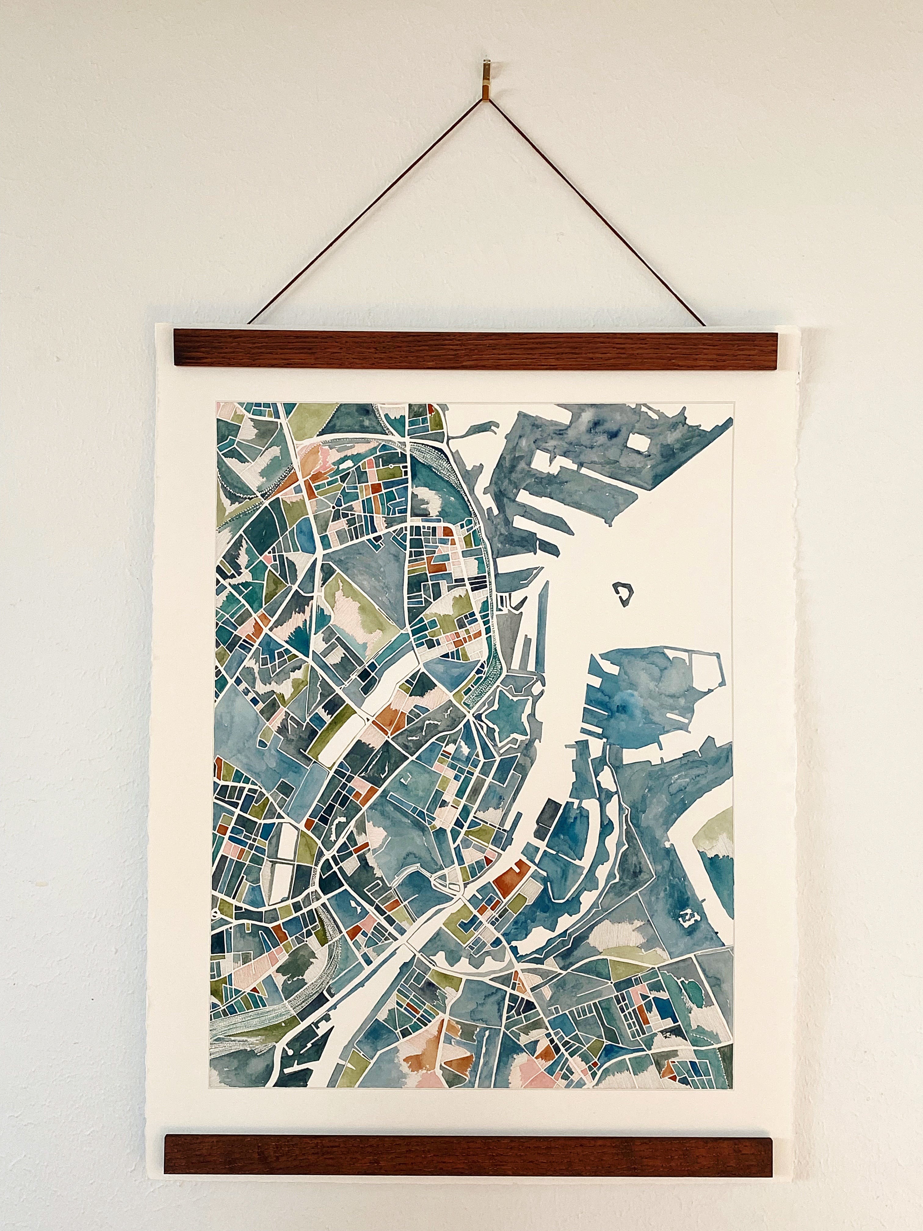 URBAN BURDEN: COPENHAGEN Mixed-media Art Map Original Painting