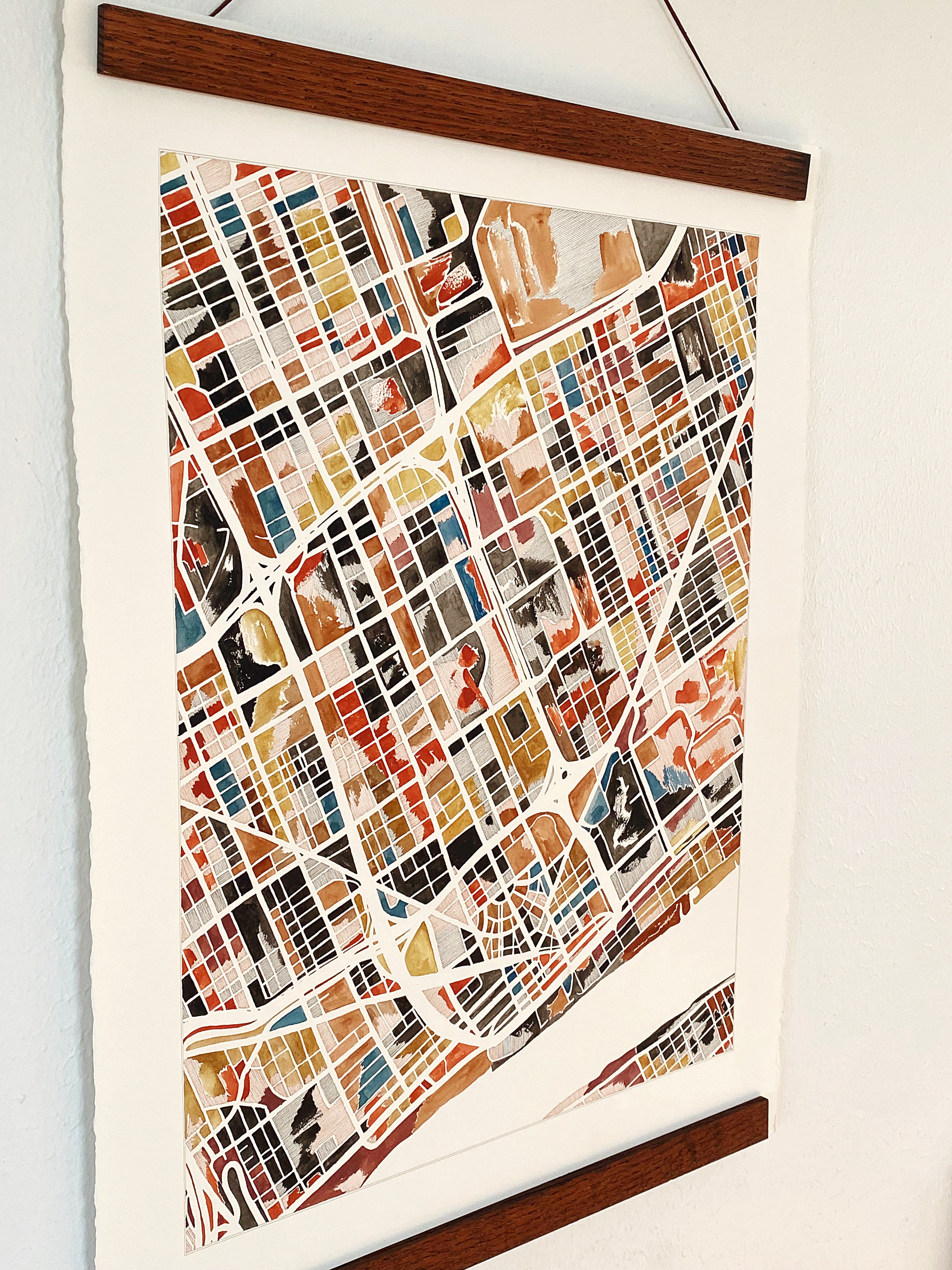 URBAN BURDEN: DETROIT Mixed-media Art Map Original Painting
