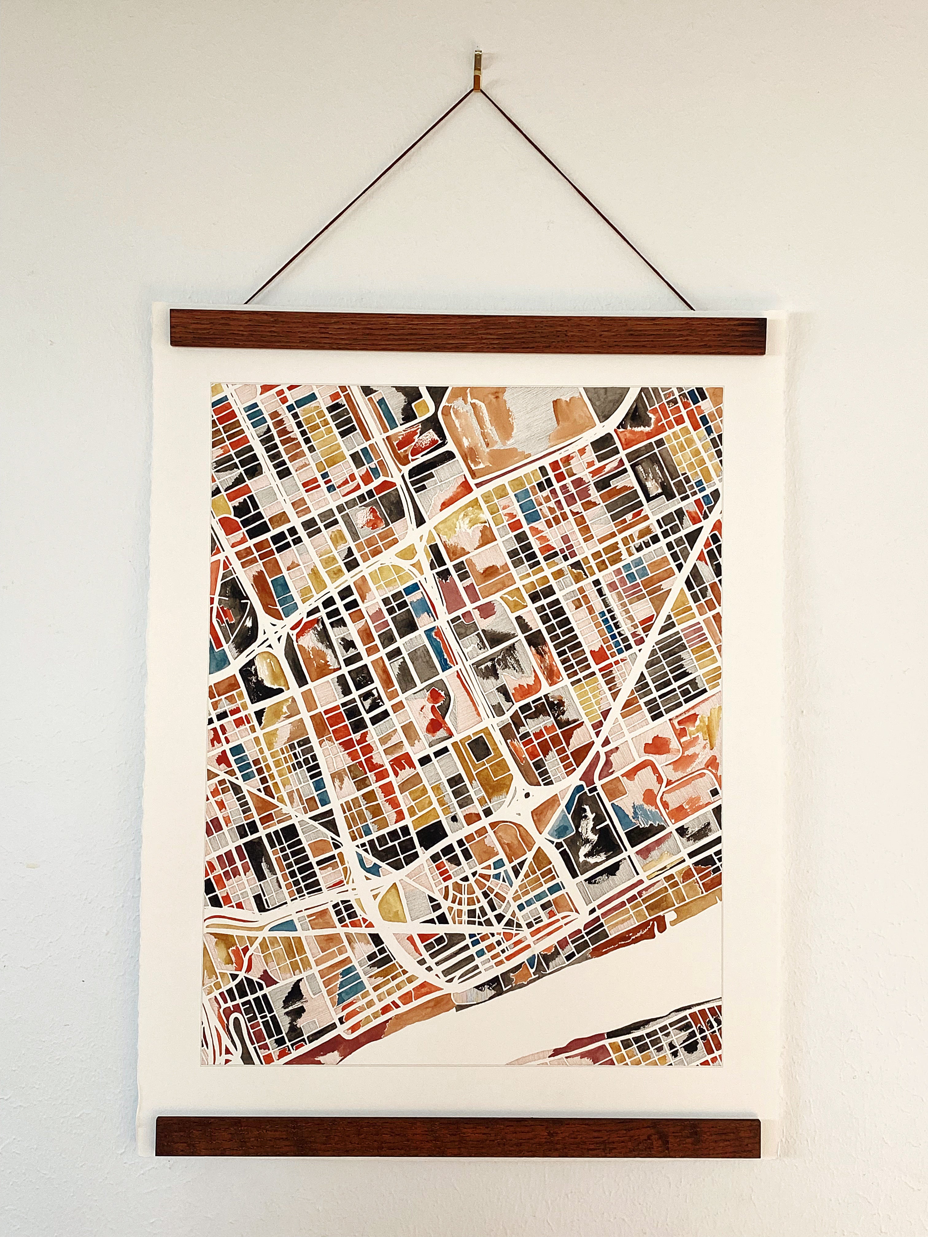 URBAN BURDEN: DETROIT Mixed-media Art Map Original Painting