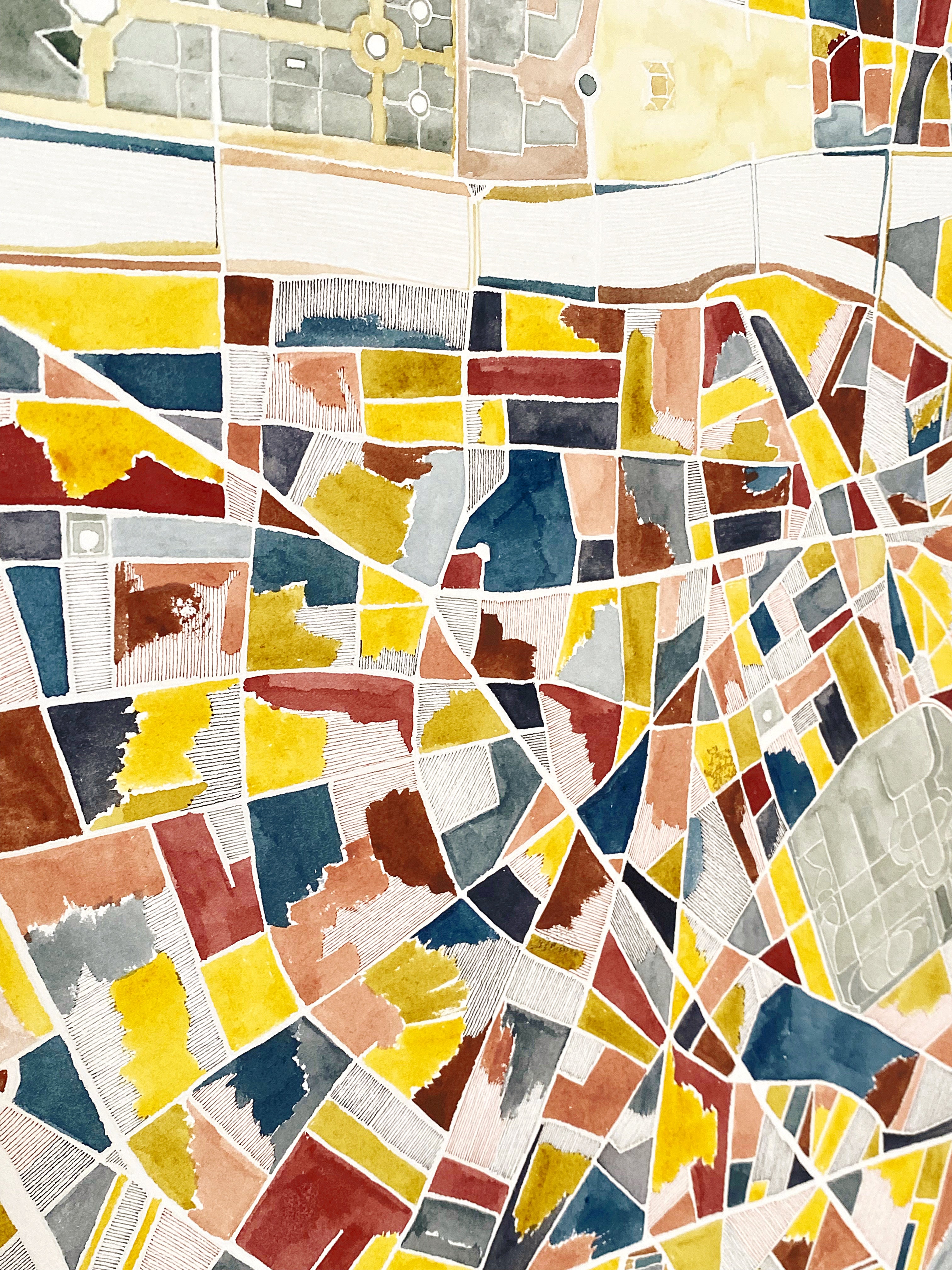 URBAN BURDEN: PARIS Mixed-media Art Map Original Painting