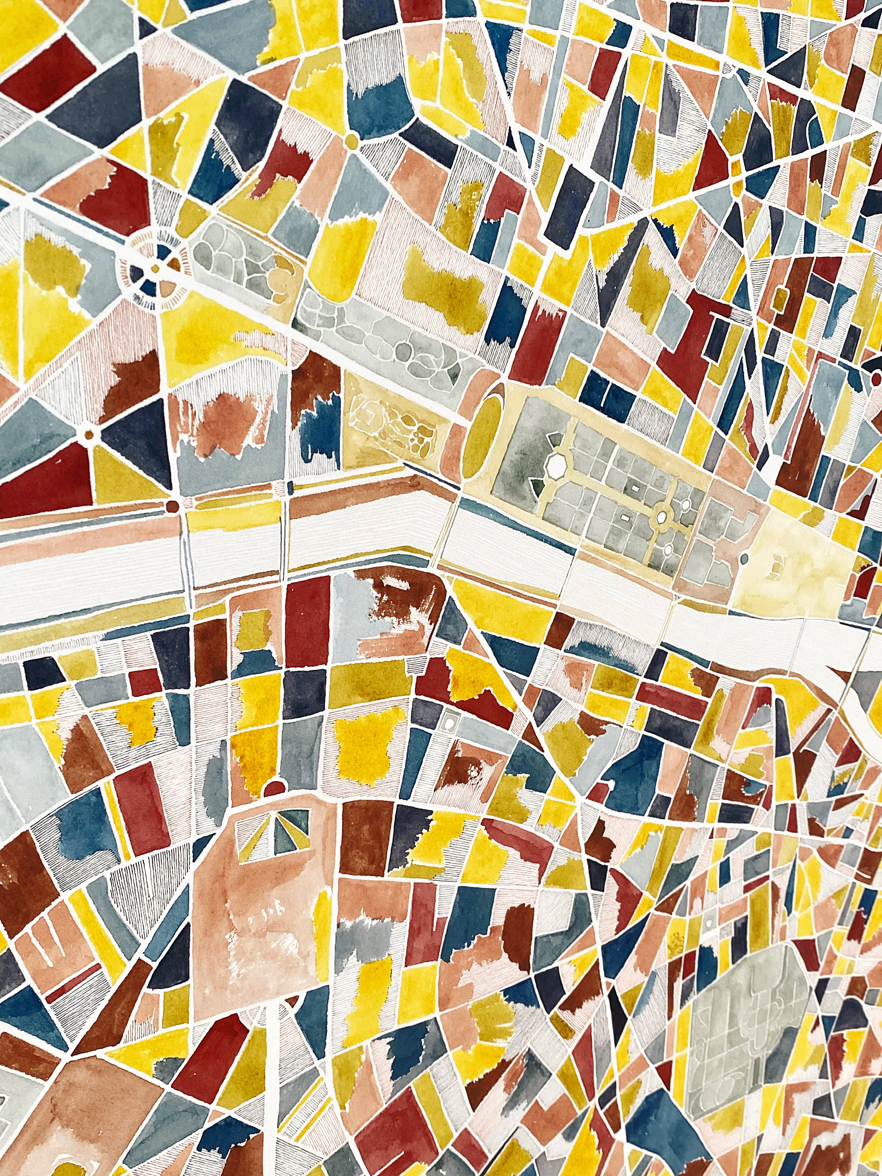 URBAN BURDEN: PARIS Mixed-media Art Map Original Painting