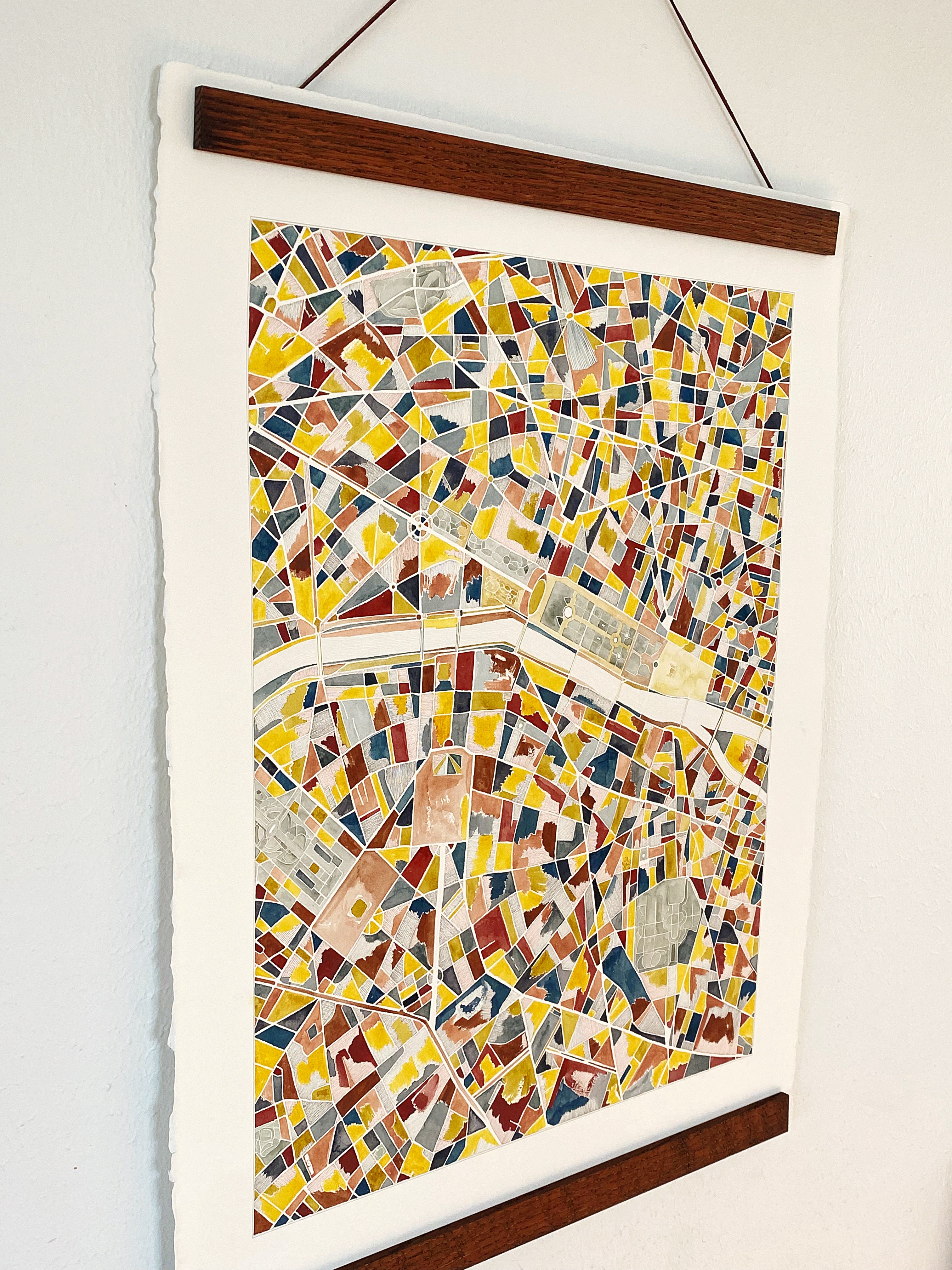 URBAN BURDEN: PARIS Mixed-media Art Map Original Painting