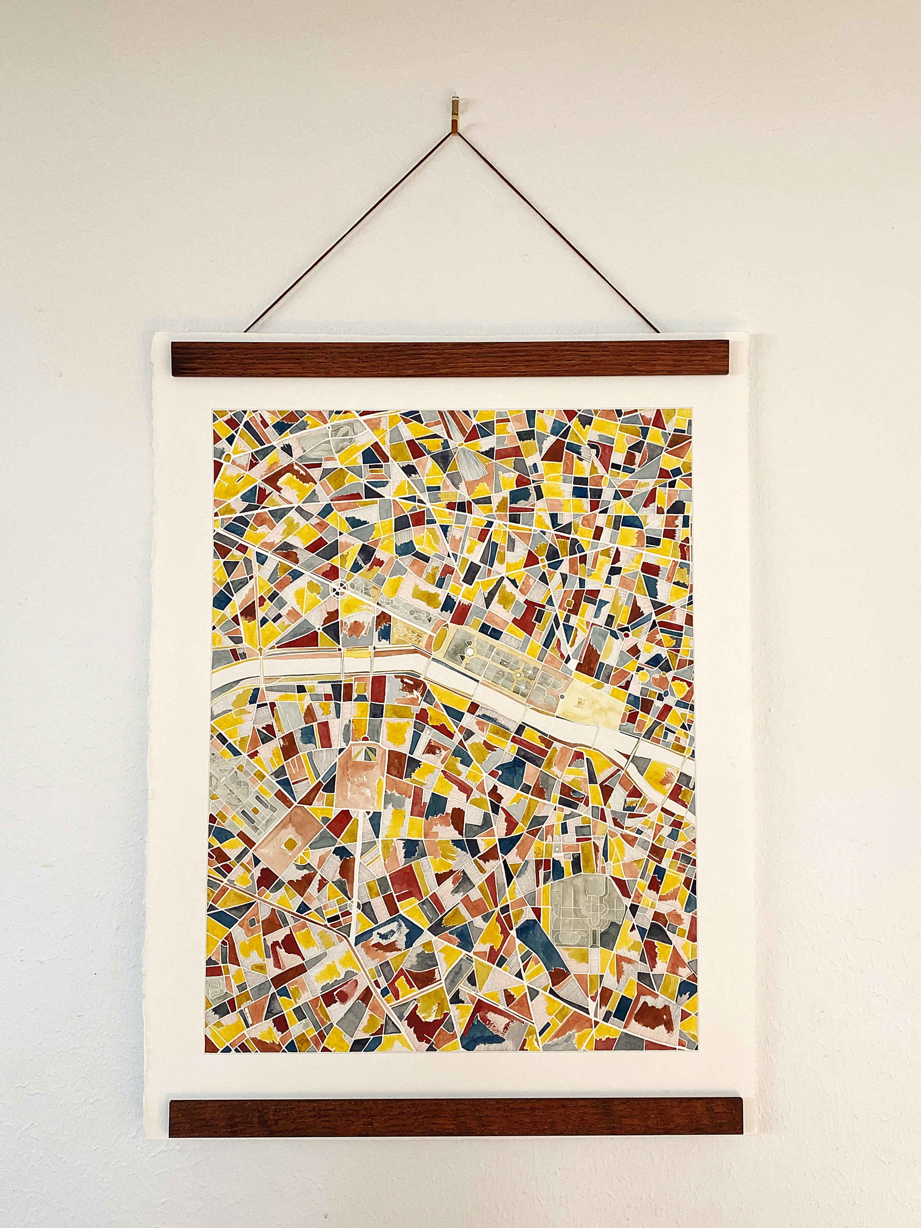 URBAN BURDEN: PARIS Mixed-media Art Map Original Painting
