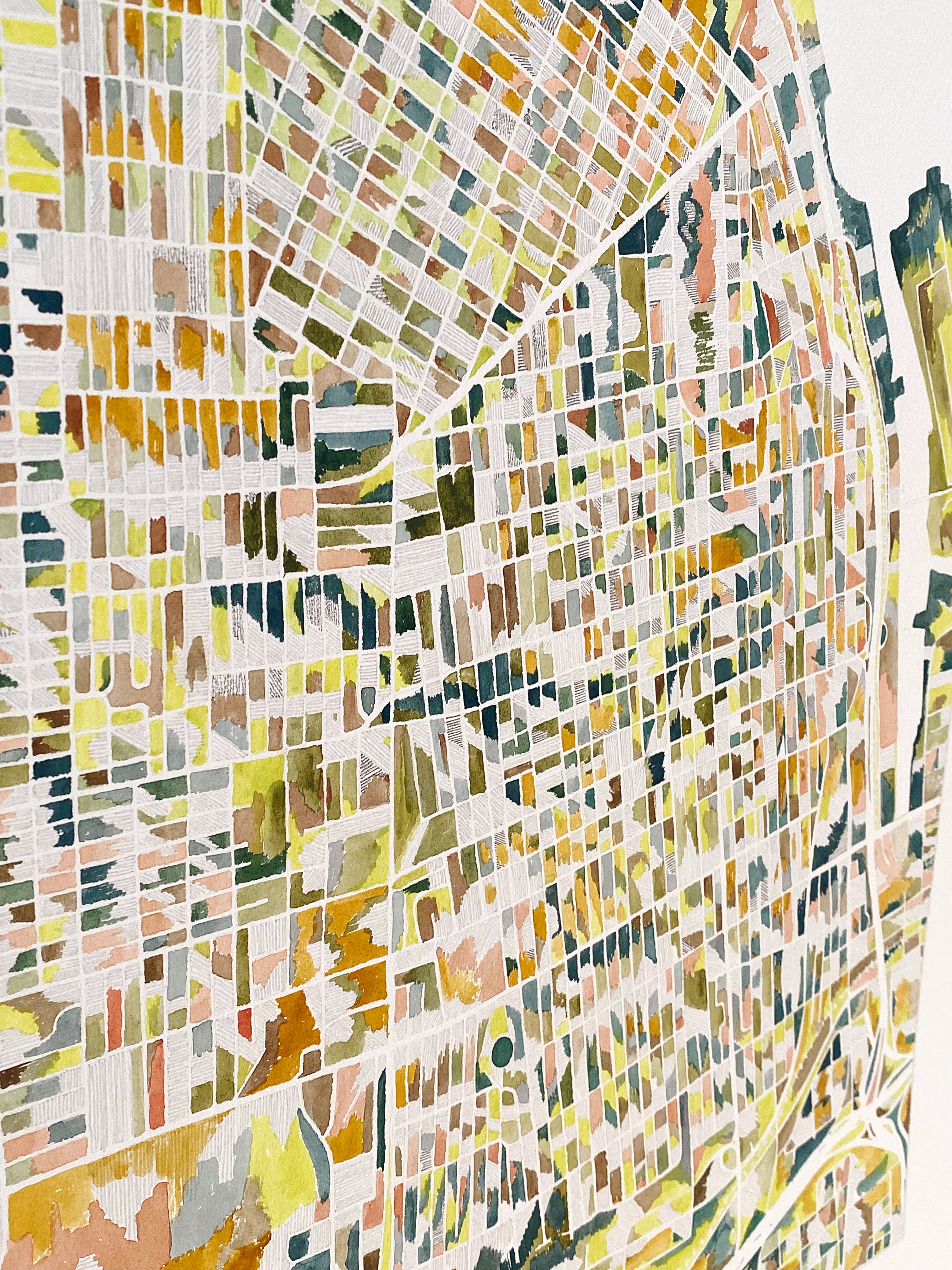 URBAN BURDEN: TACOMA Mixed-media Art Map Original Painting