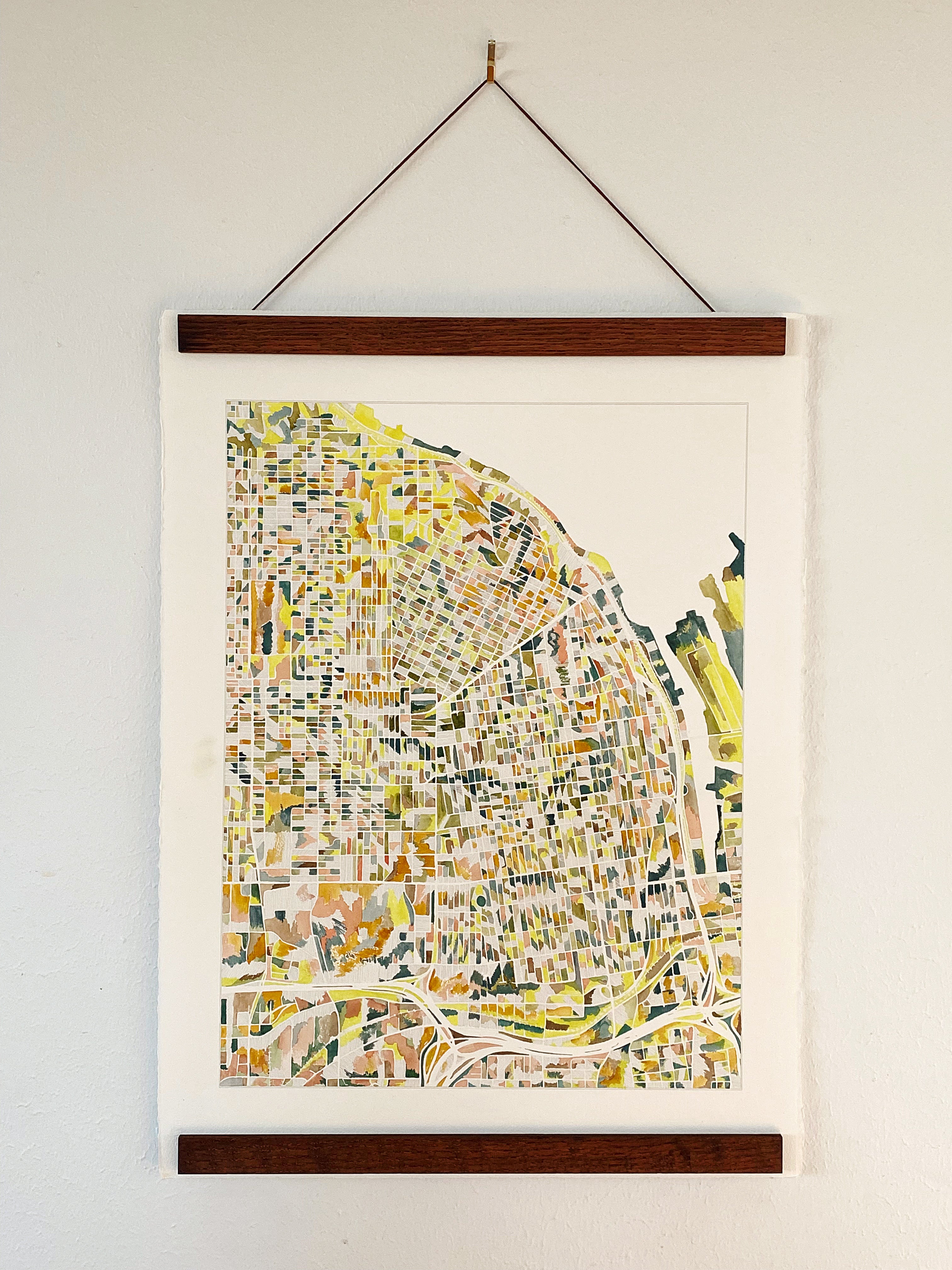 URBAN BURDEN: TACOMA Mixed-media Art Map Original Painting
