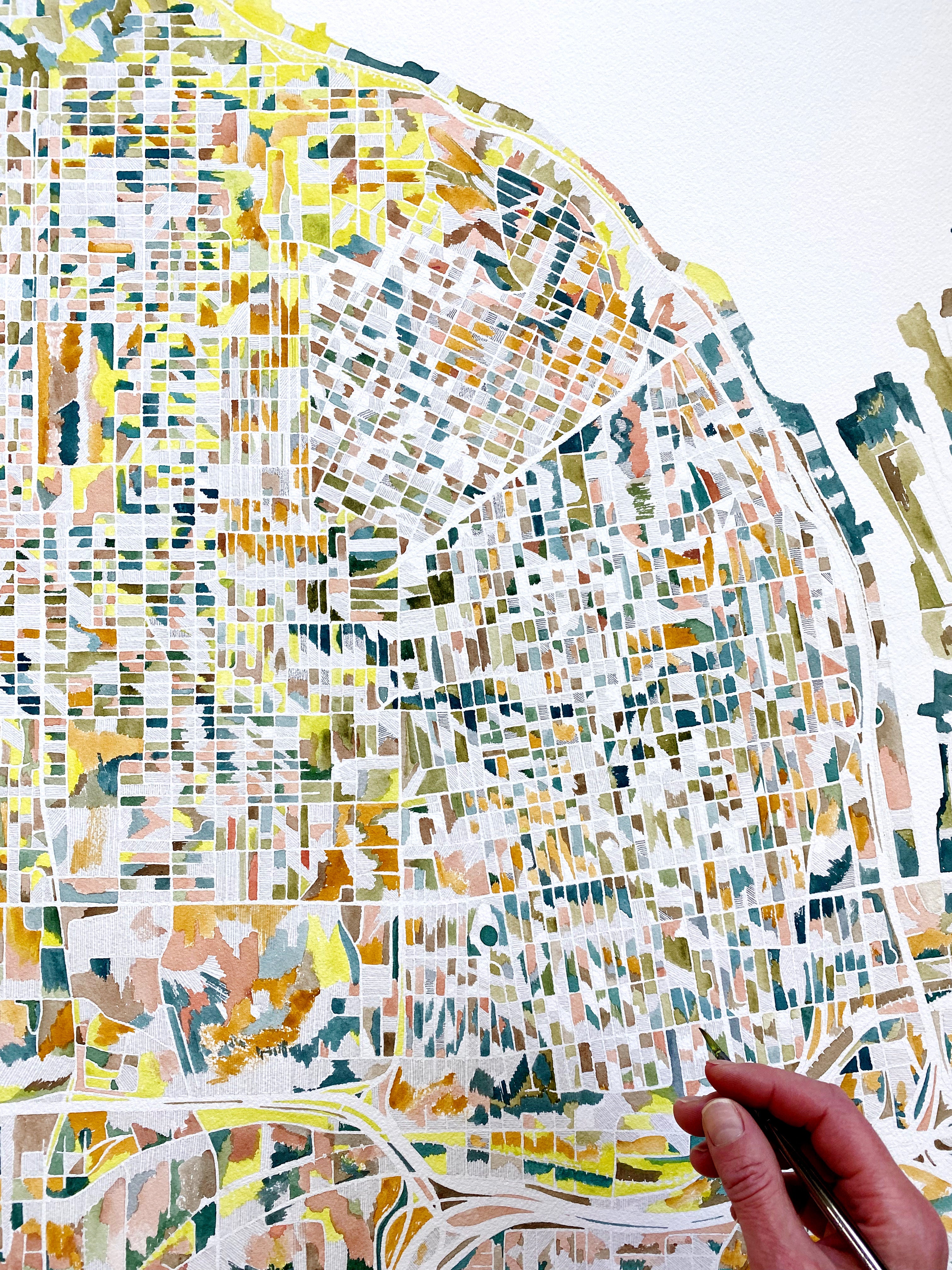 URBAN BURDEN: TACOMA Mixed-media Art Map Original Painting