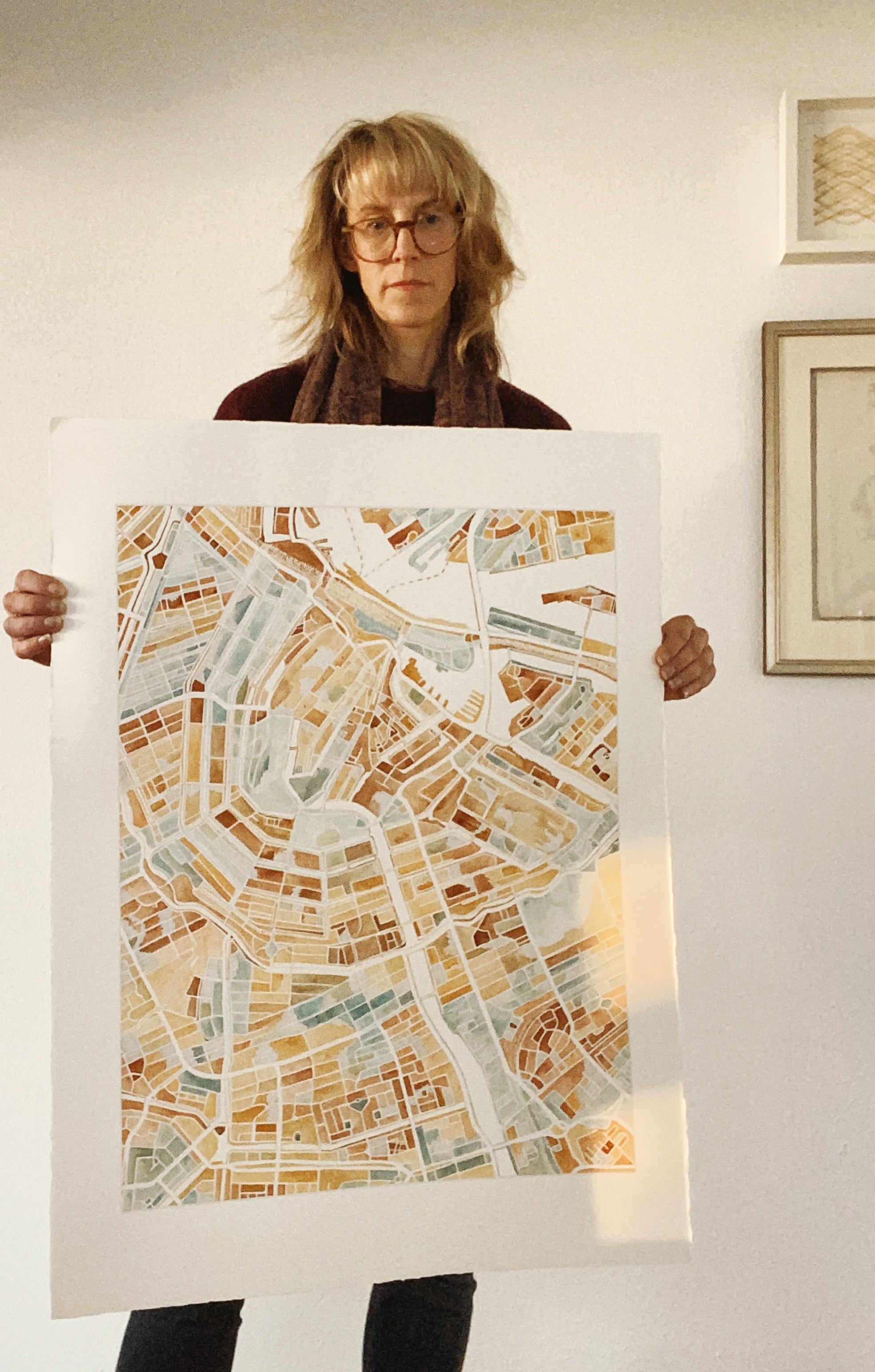 URBAN BURDEN: AMSTERDAM Mixed-media Art Map Original Painting