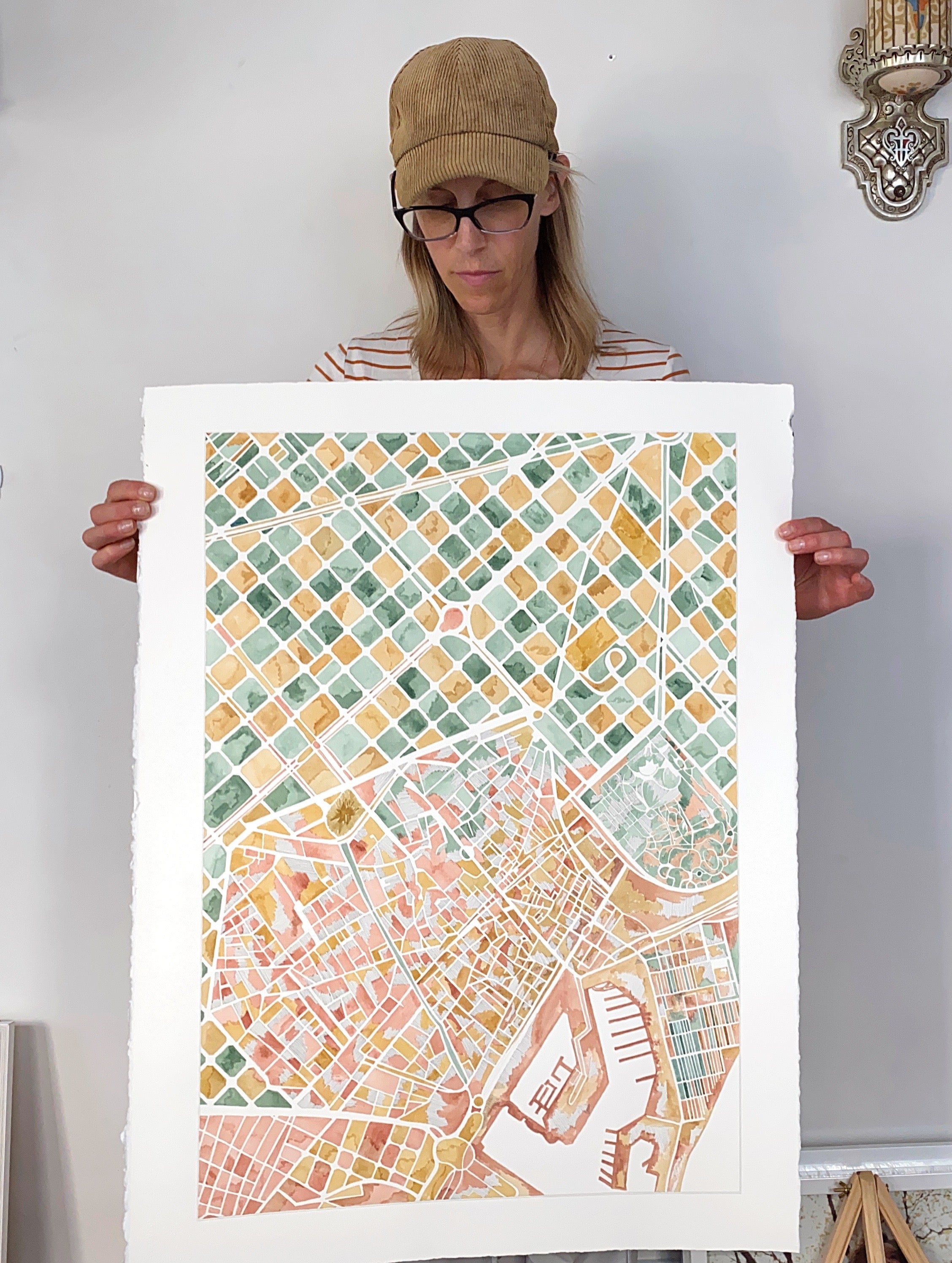 URBAN BURDEN: BARCELONA Mixed-media Art Map Original Painting