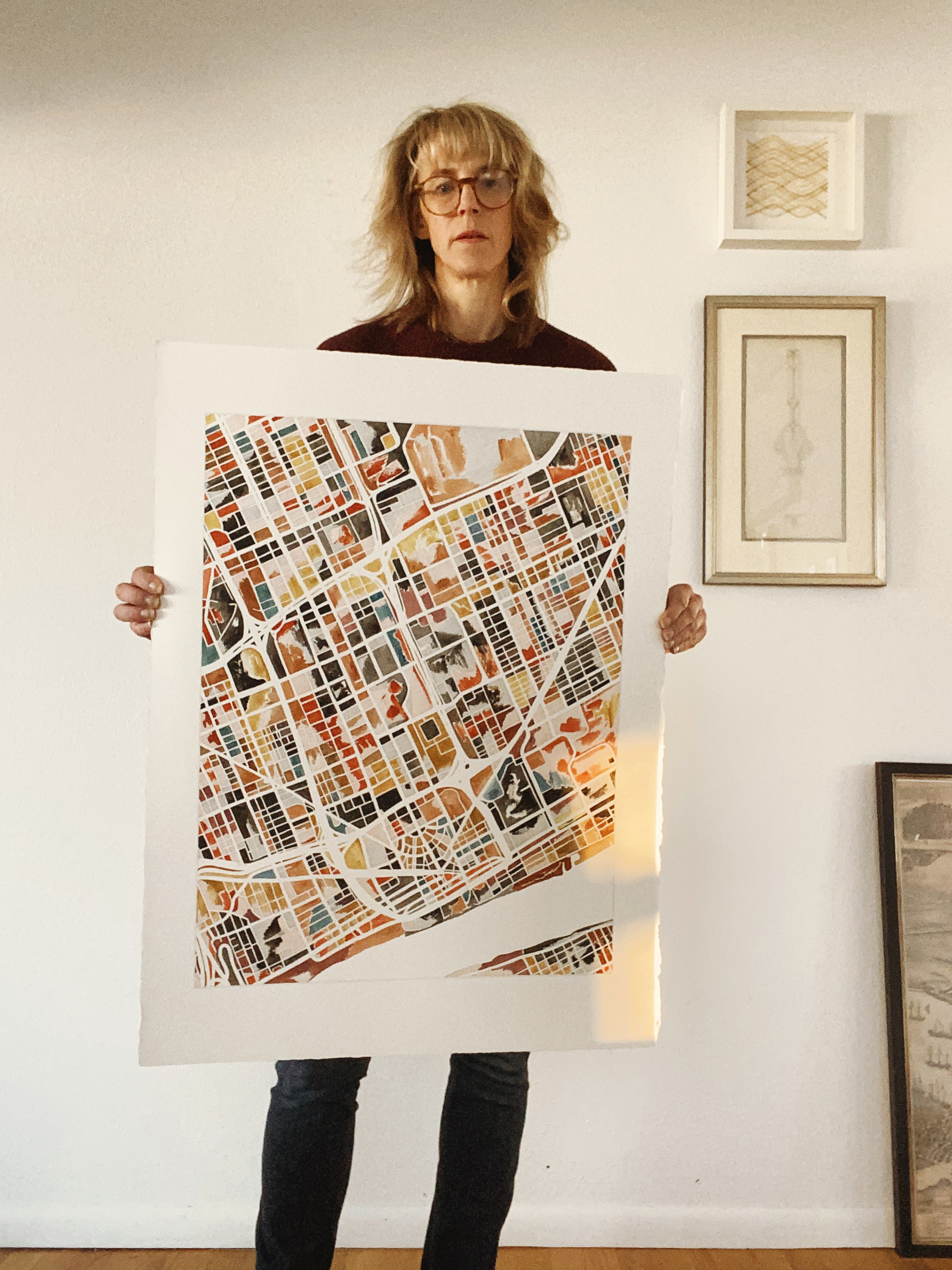 URBAN BURDEN: DETROIT Mixed-media Art Map Original Painting