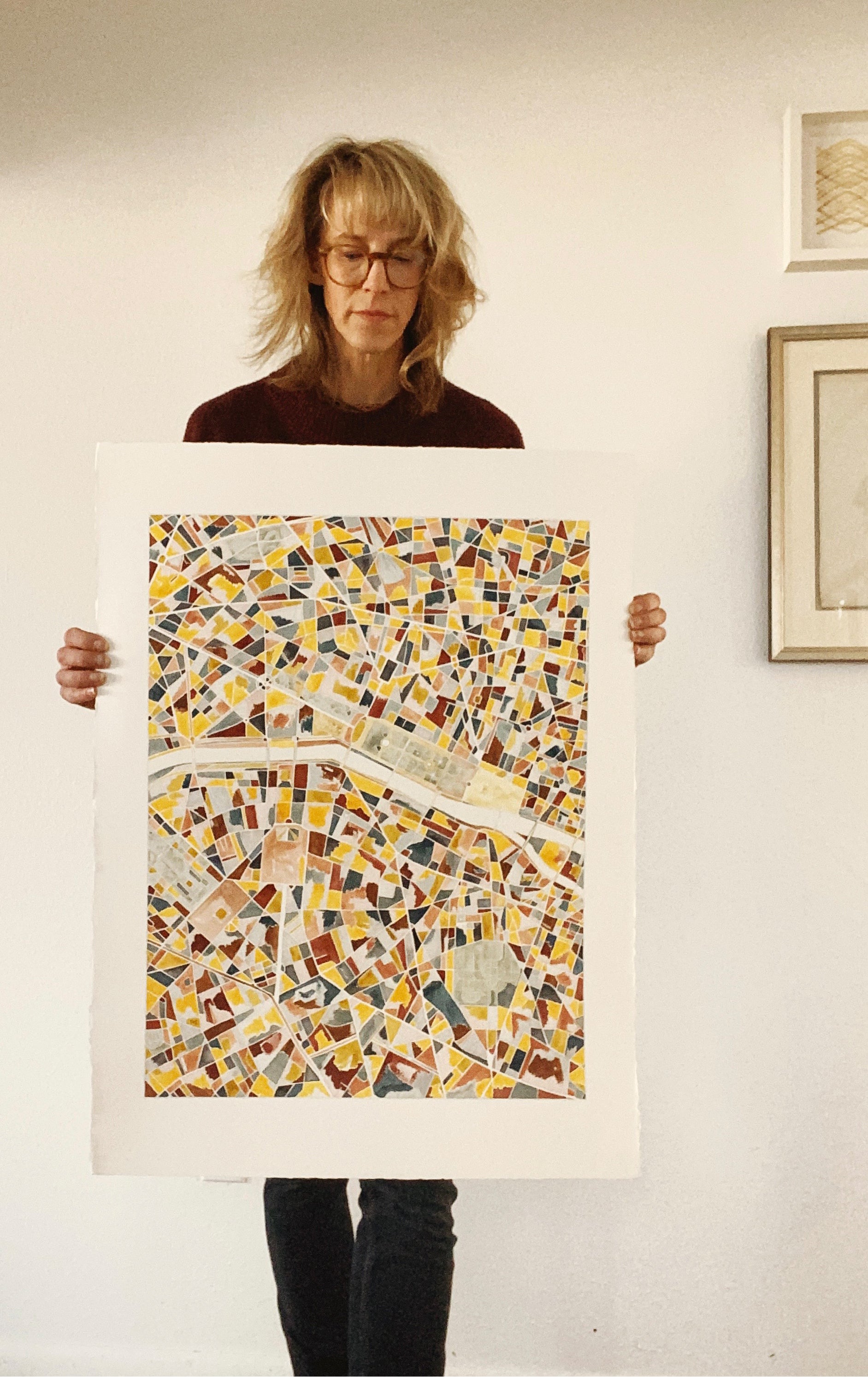 URBAN BURDEN: PARIS Mixed-media Art Map Original Painting