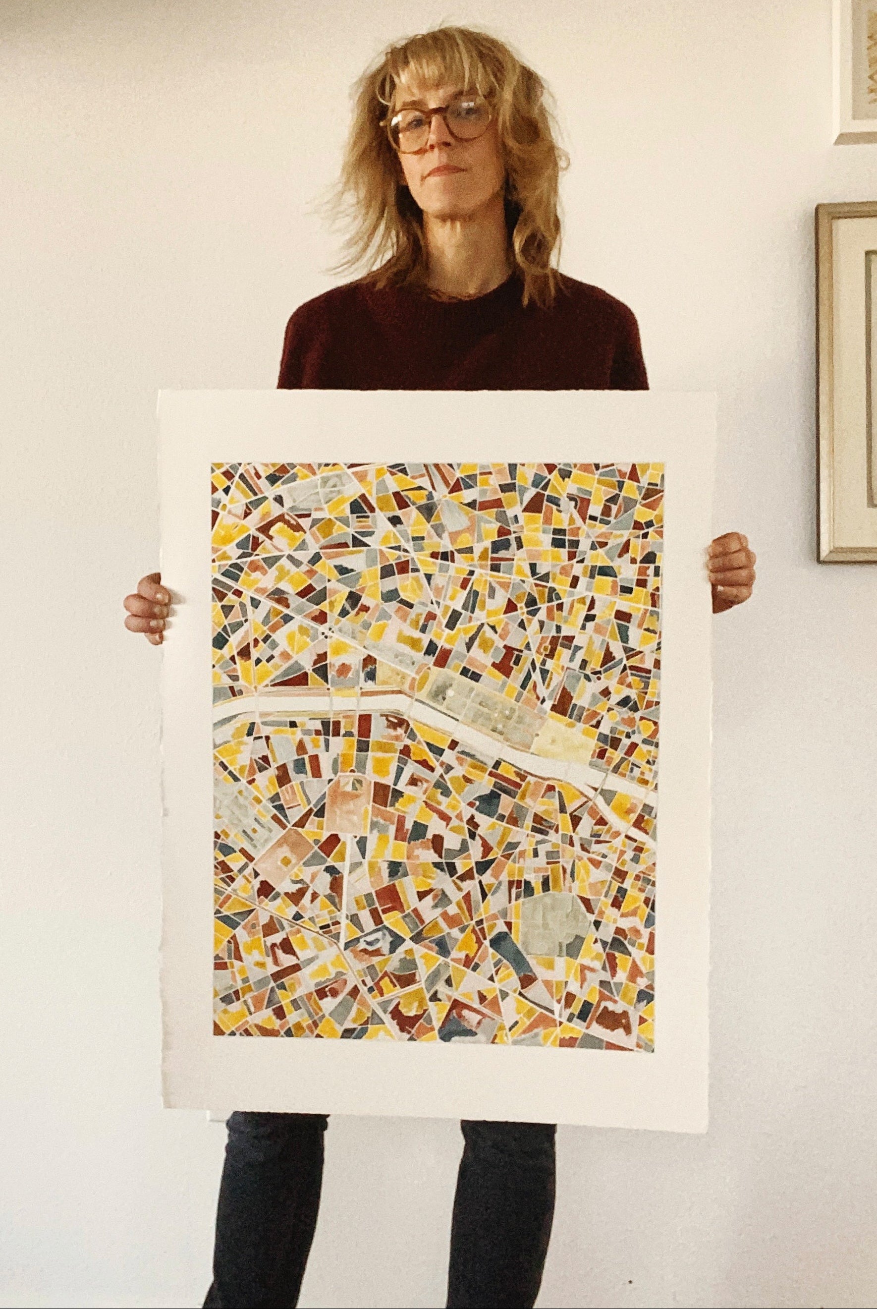 URBAN BURDEN: PARIS Mixed-media Art Map Original Painting
