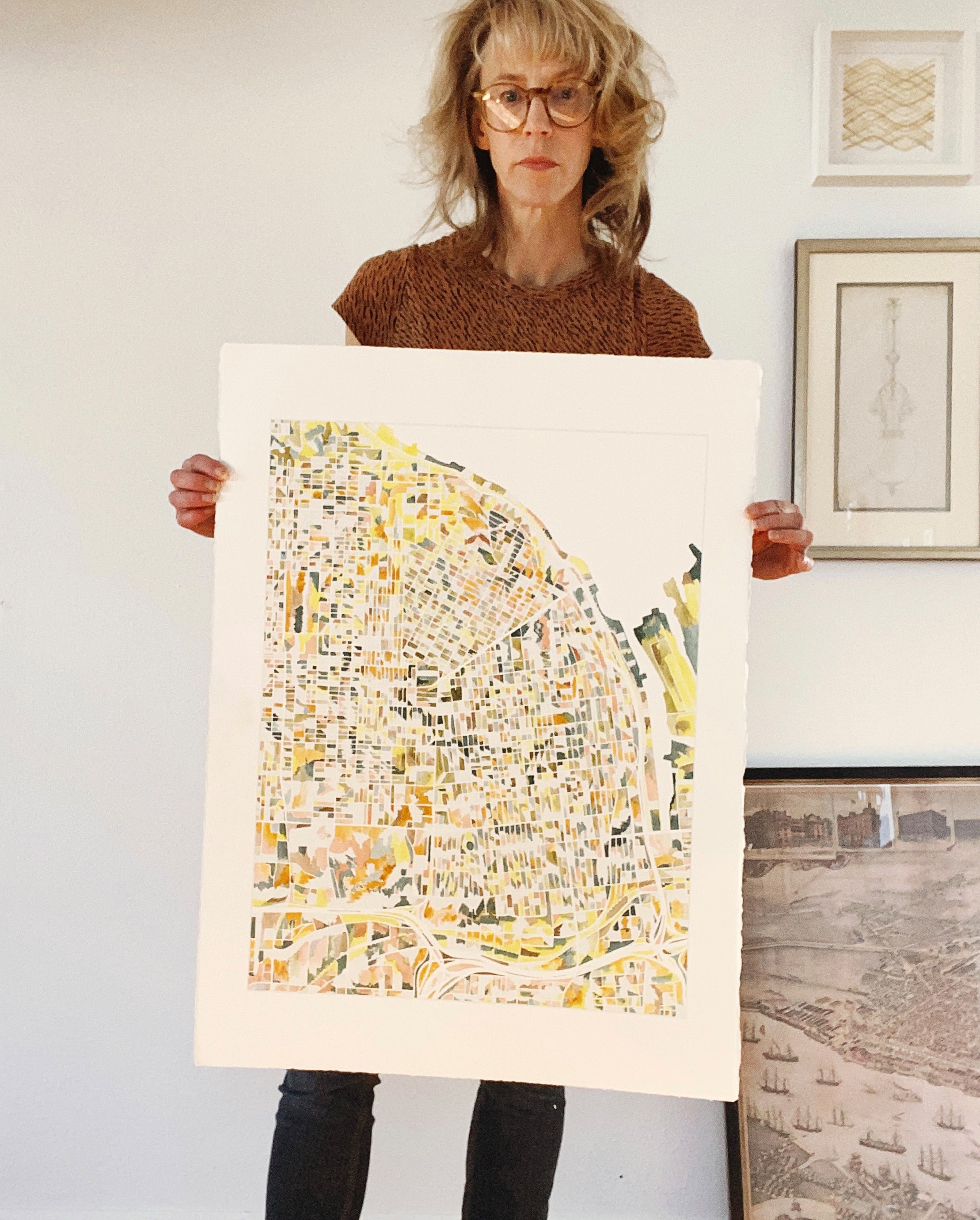 URBAN BURDEN: TACOMA Mixed-media Art Map Original Painting
