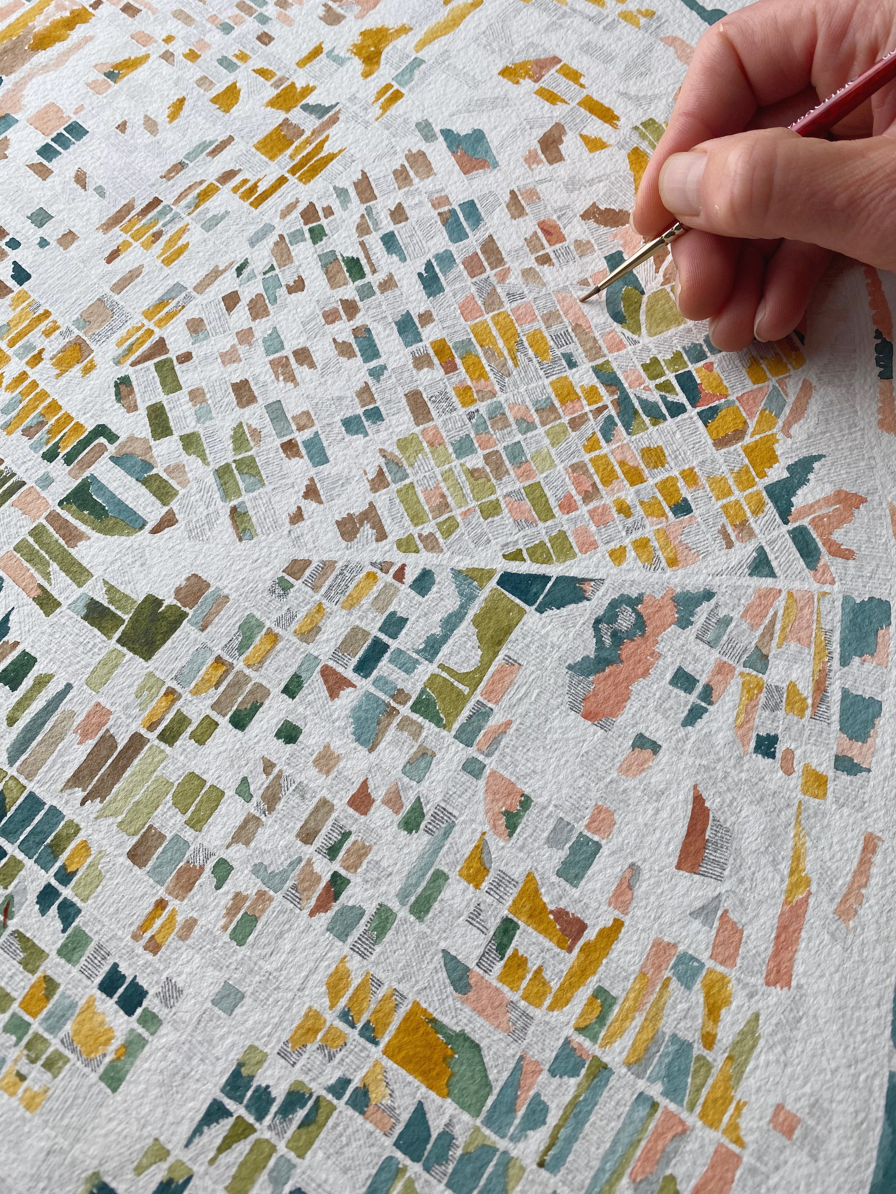 URBAN BURDEN: TACOMA Mixed-media Art Map Original Painting