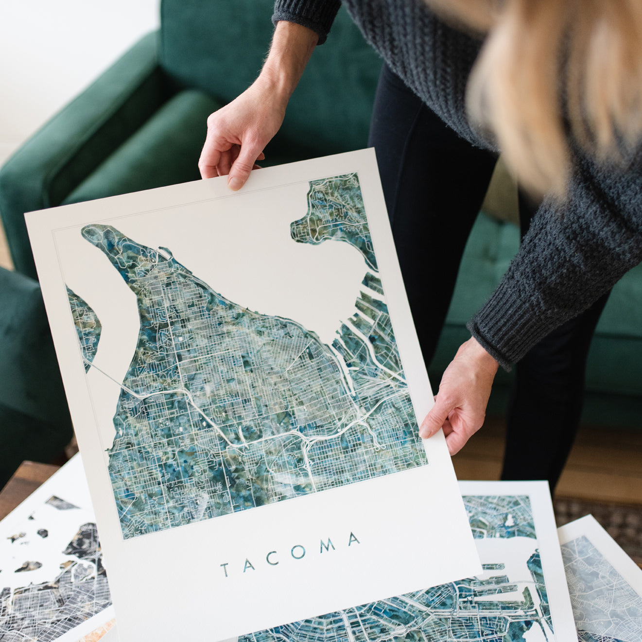 Custom YOUR CITY: Painted "Urban Fabrics" Map: PRINT: Wholesale Only
