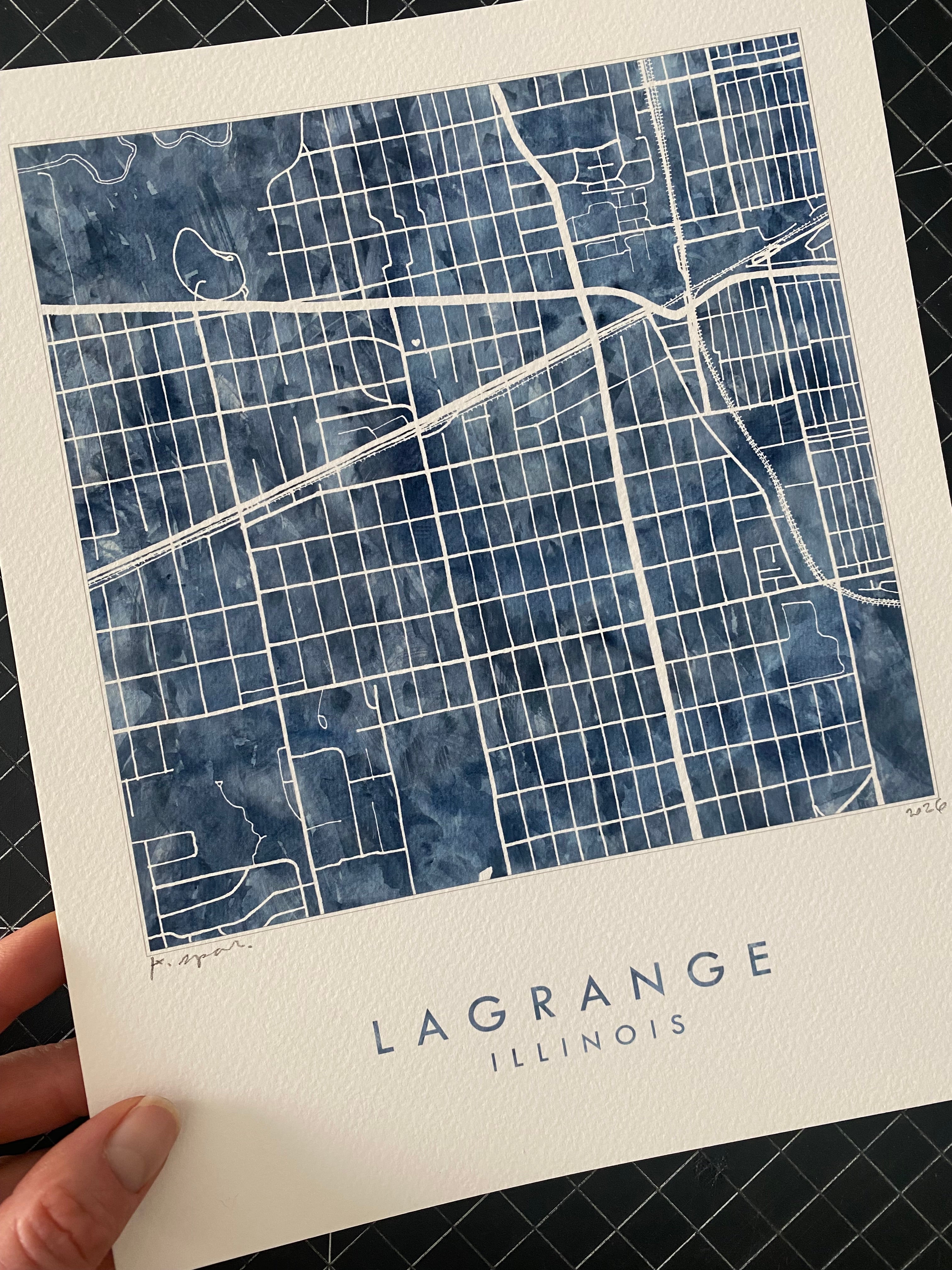 La GRANGE Illinois Watercolor Map: PRINT