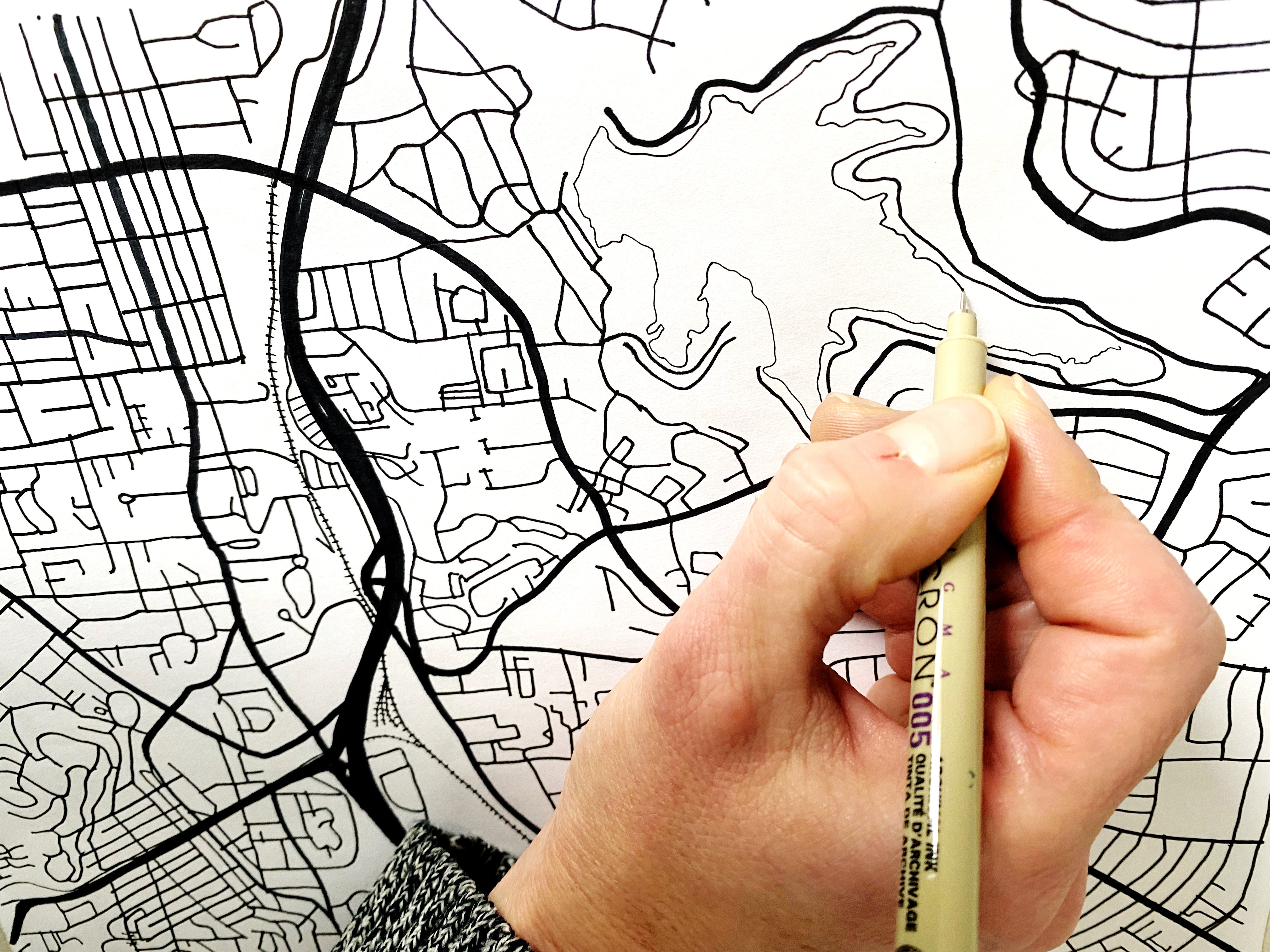 LA MESA California City Lines Map: PRINT