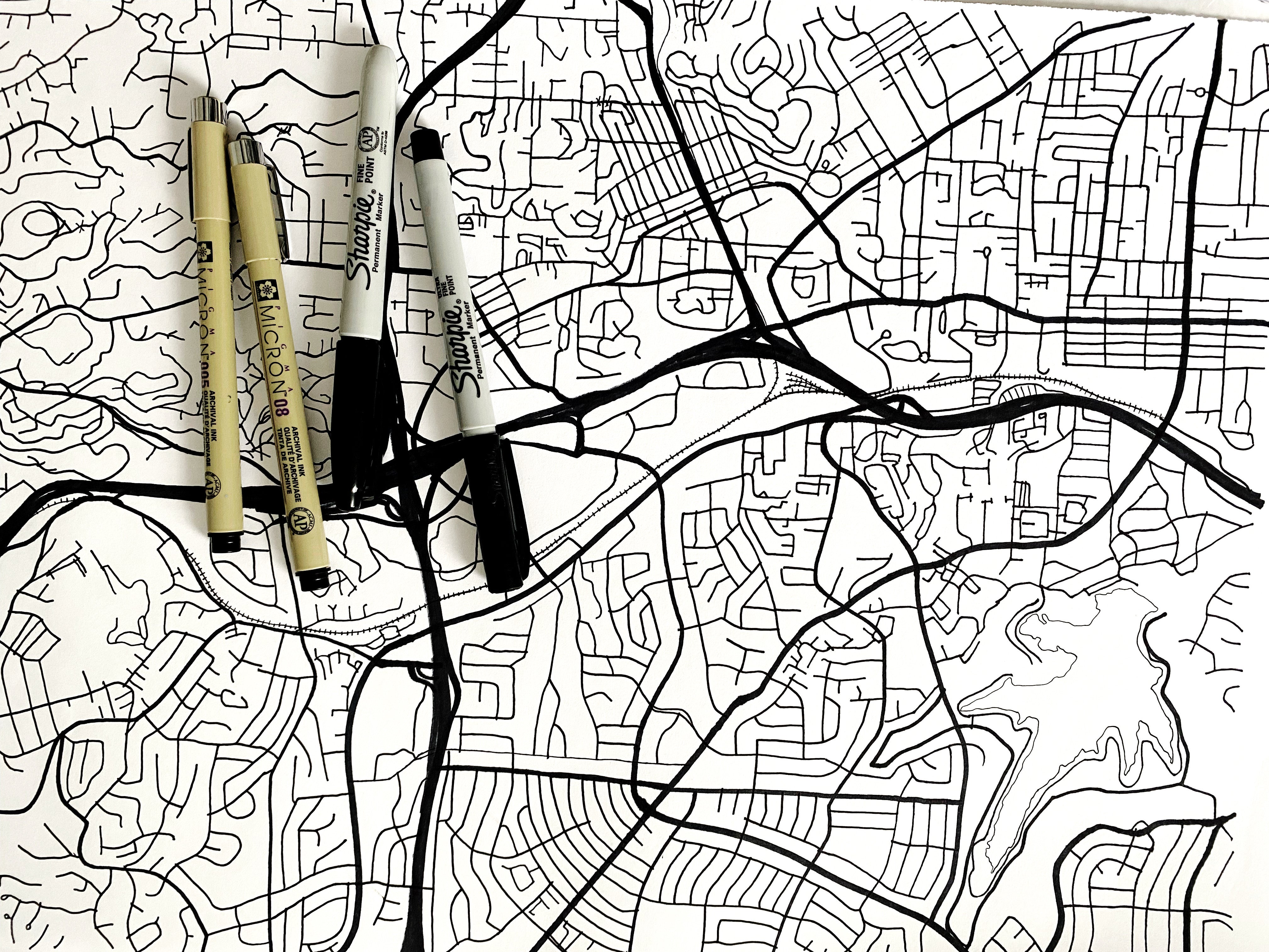 LA MESA California Urban Fabrics City Map: PRINT