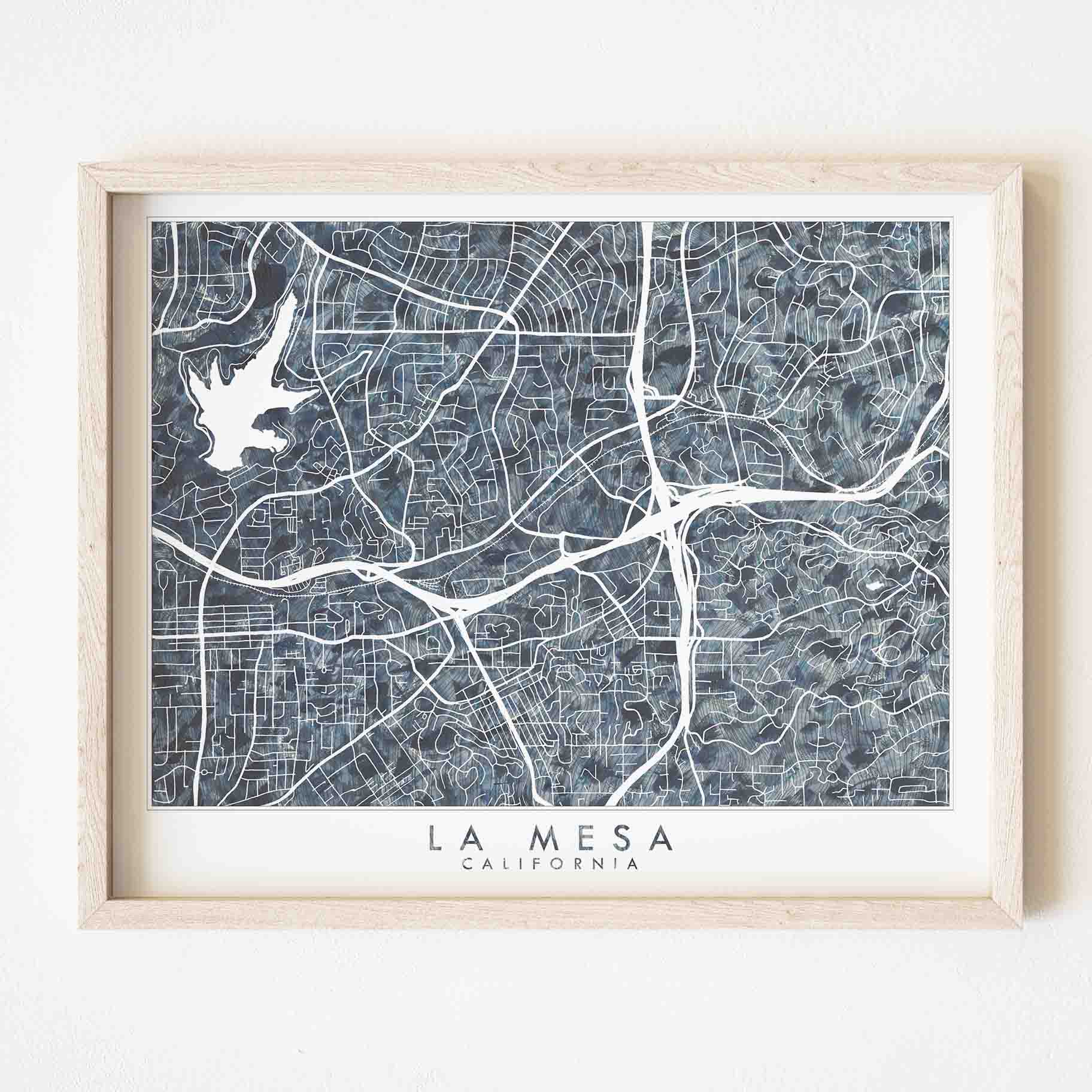 LA MESA California Urban Fabrics City Map: PRINT