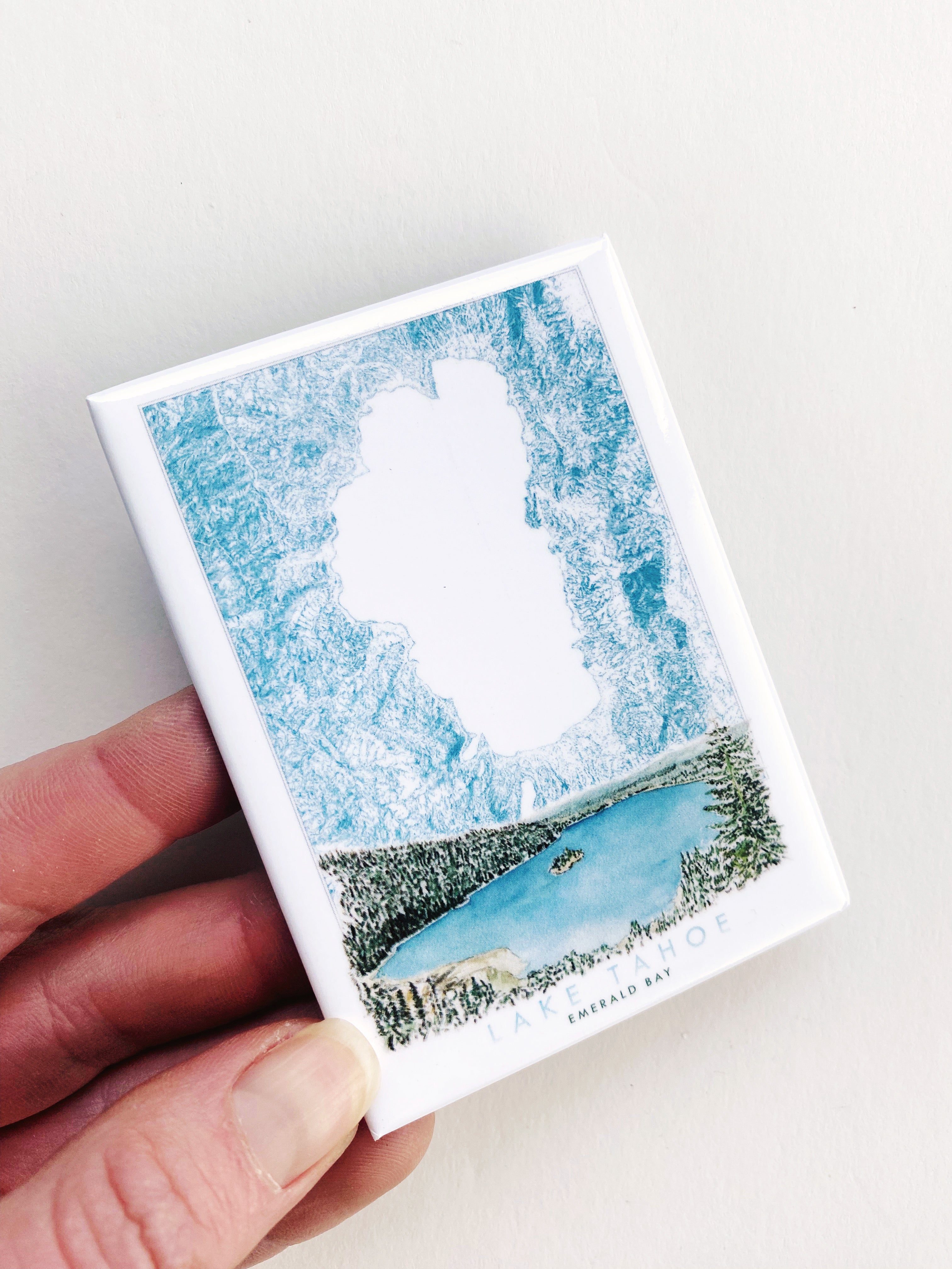 LAKE TAHOE - Emerald Bay Scene + Topographical Art Map: MAGNET