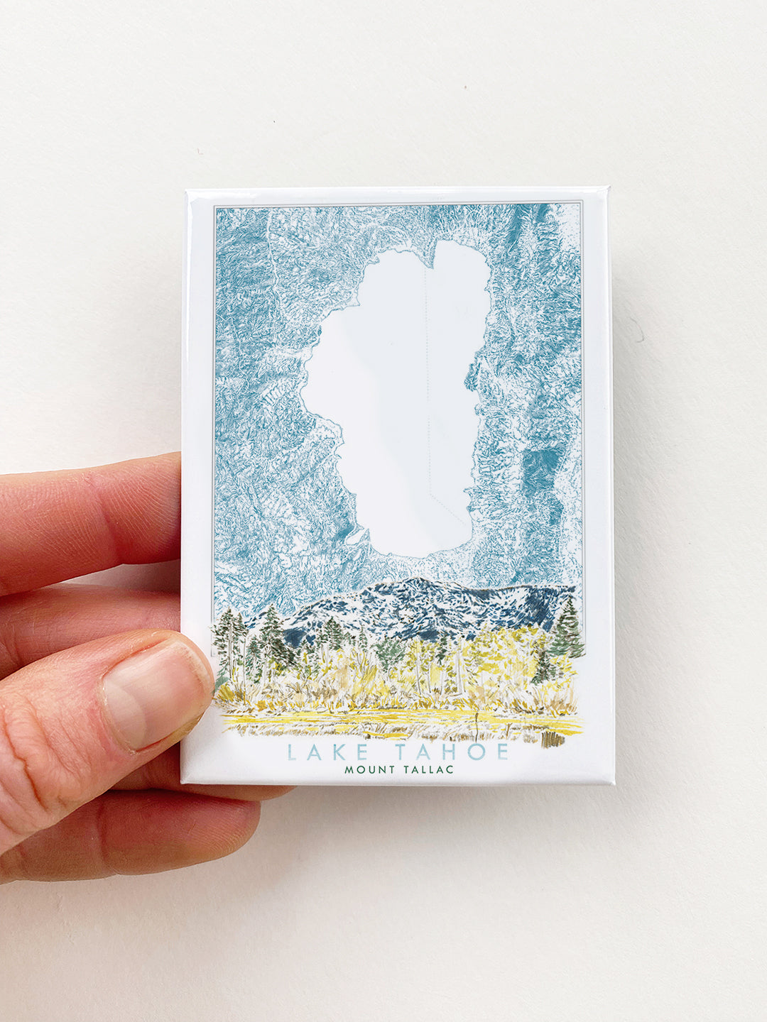 LAKE TAHOE - Mount Tallac Scene + Topographical Art Map: MAGNET
