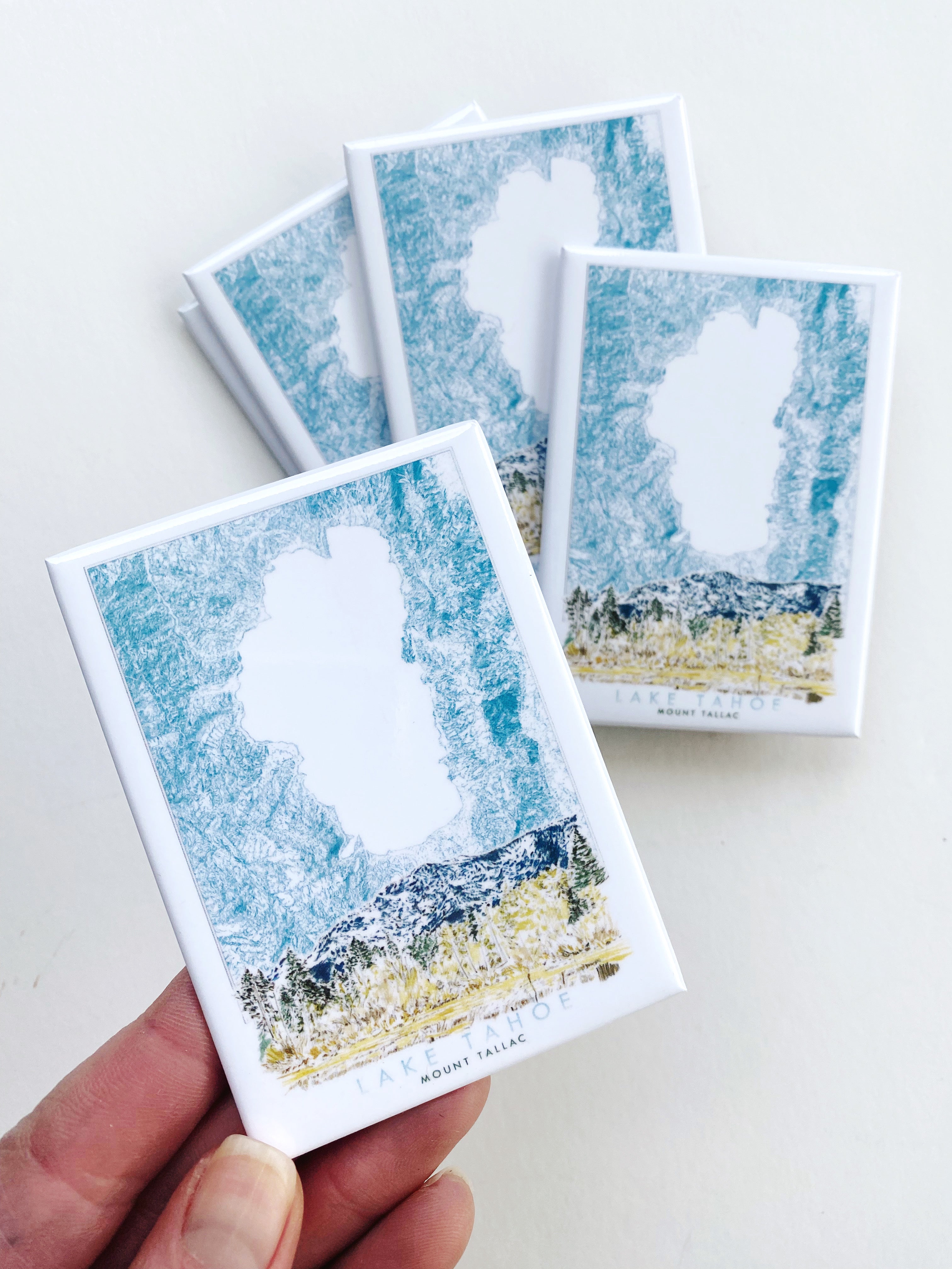 LAKE TAHOE - Mount Tallac Scene + Topographical Art Map: MAGNET