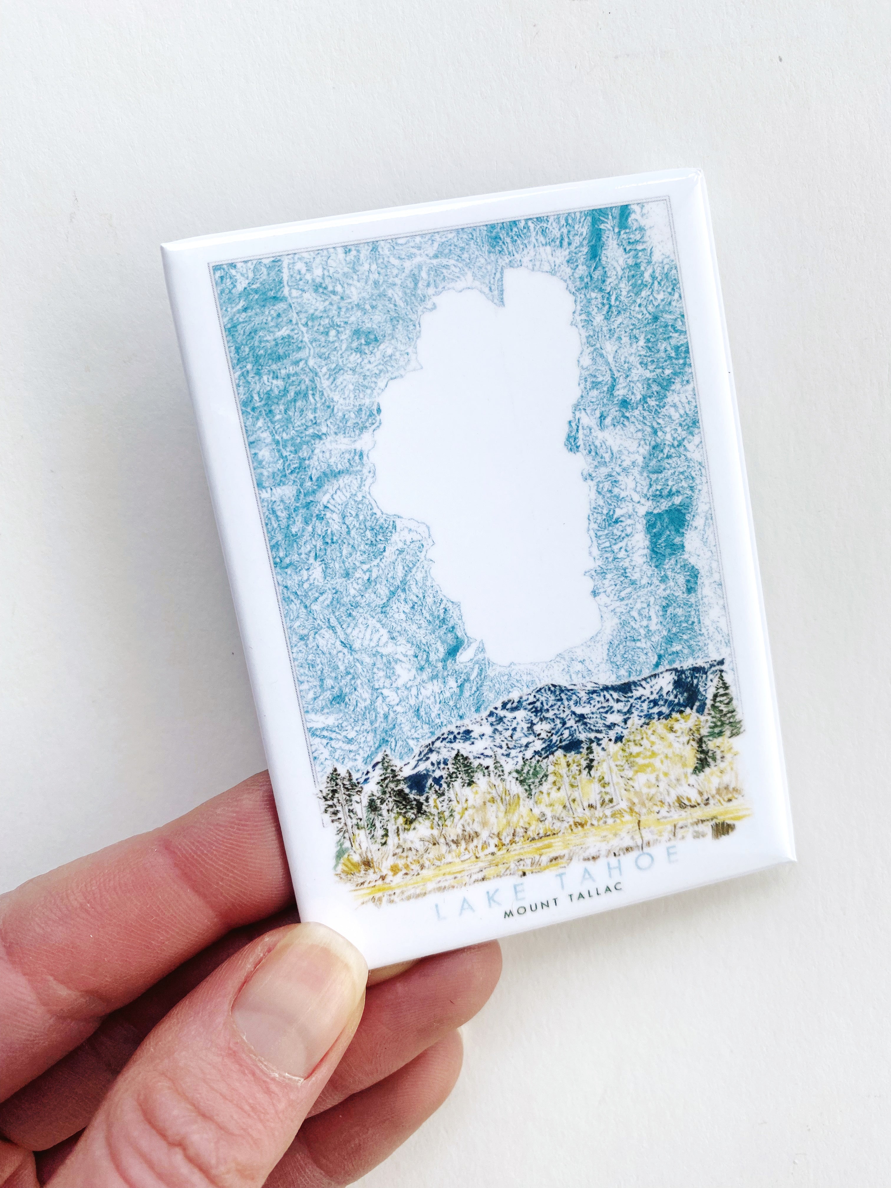 LAKE TAHOE - Mount Tallac Scene + Topographical Art Map: MAGNET
