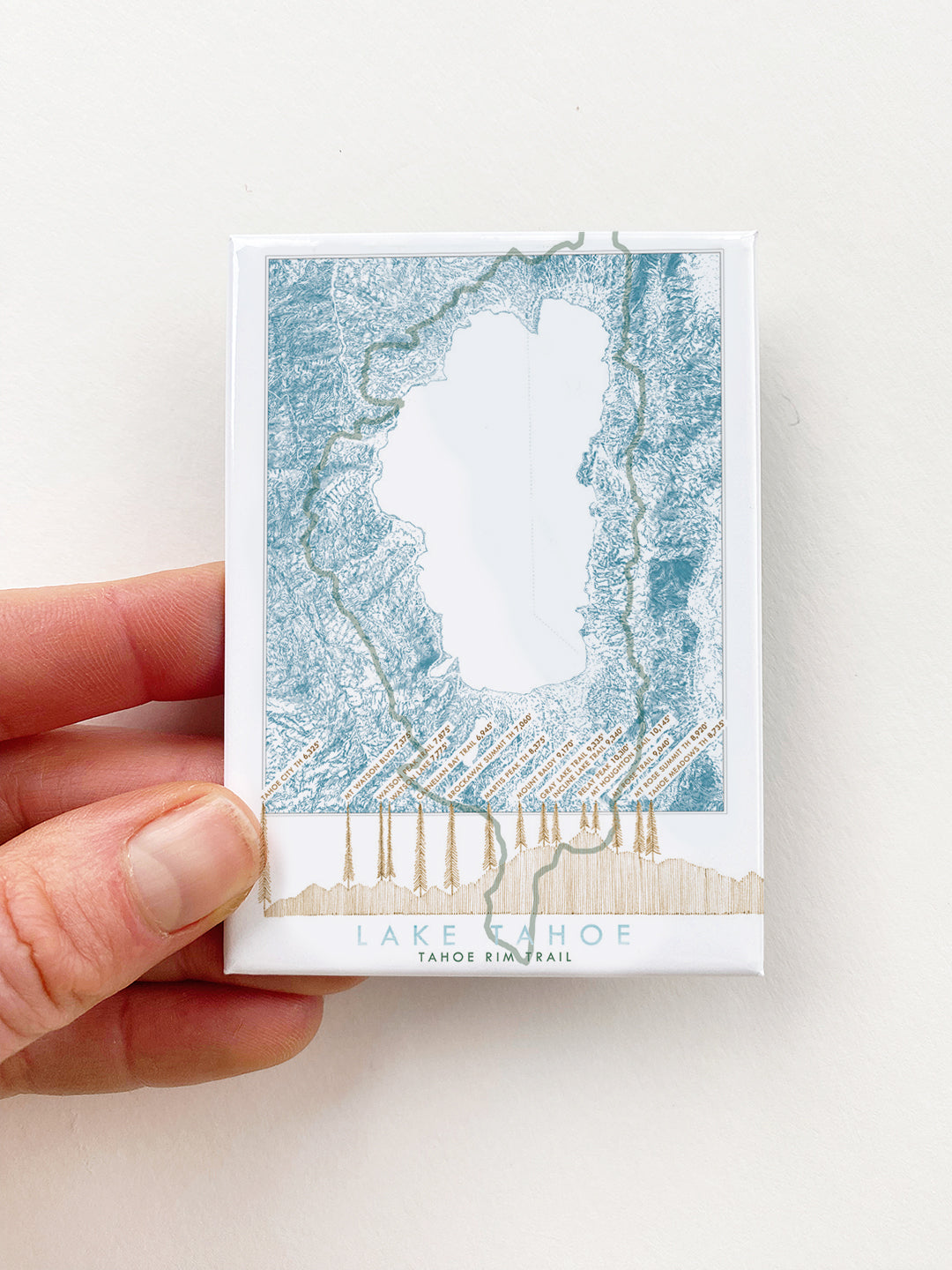 LAKE TAHOE - Tahoe Rim Trail Scene + Topographical Art Map: MAGNET