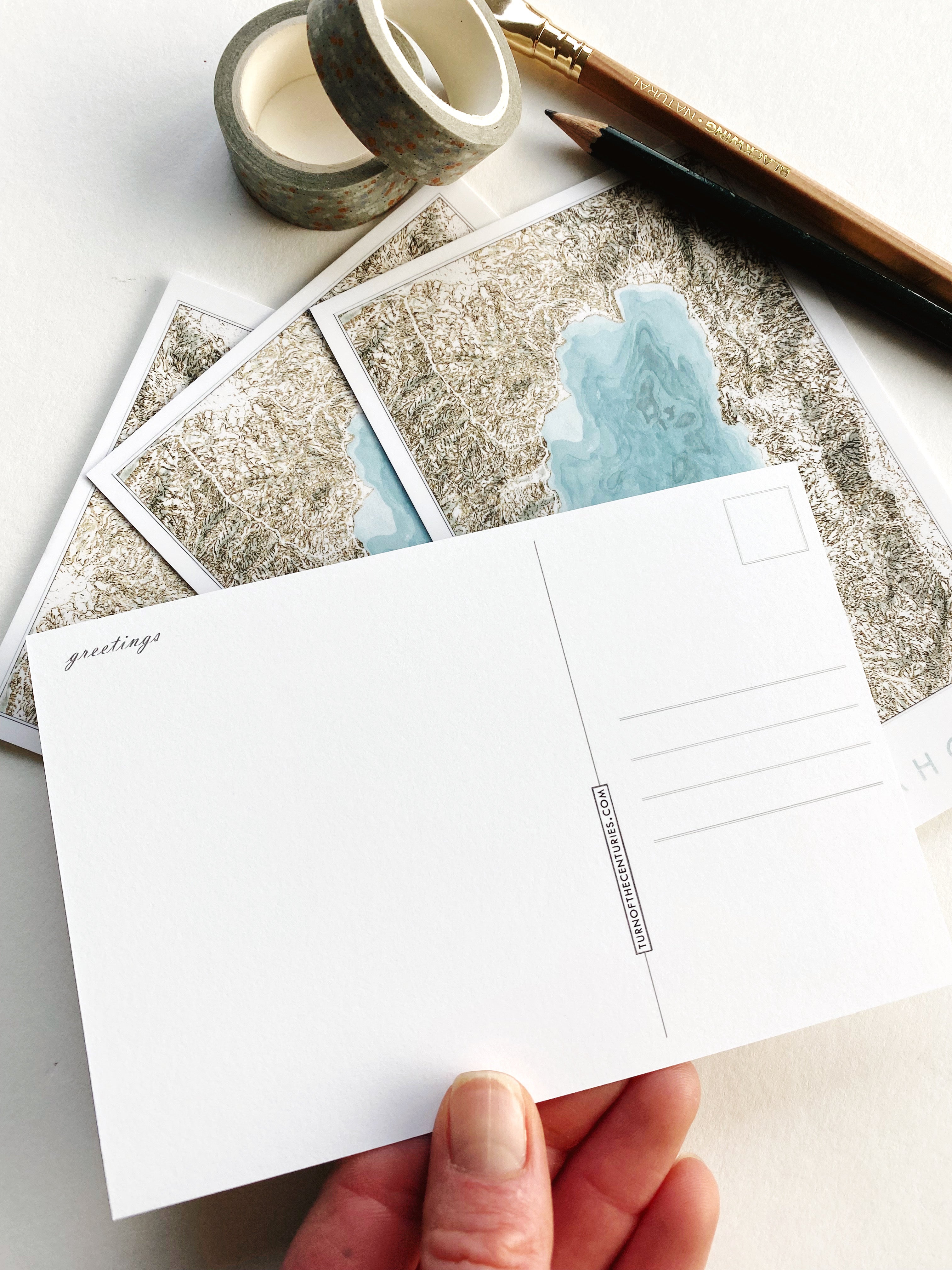 LAKE TAHOE Topographic Bathymetric Map Postcard