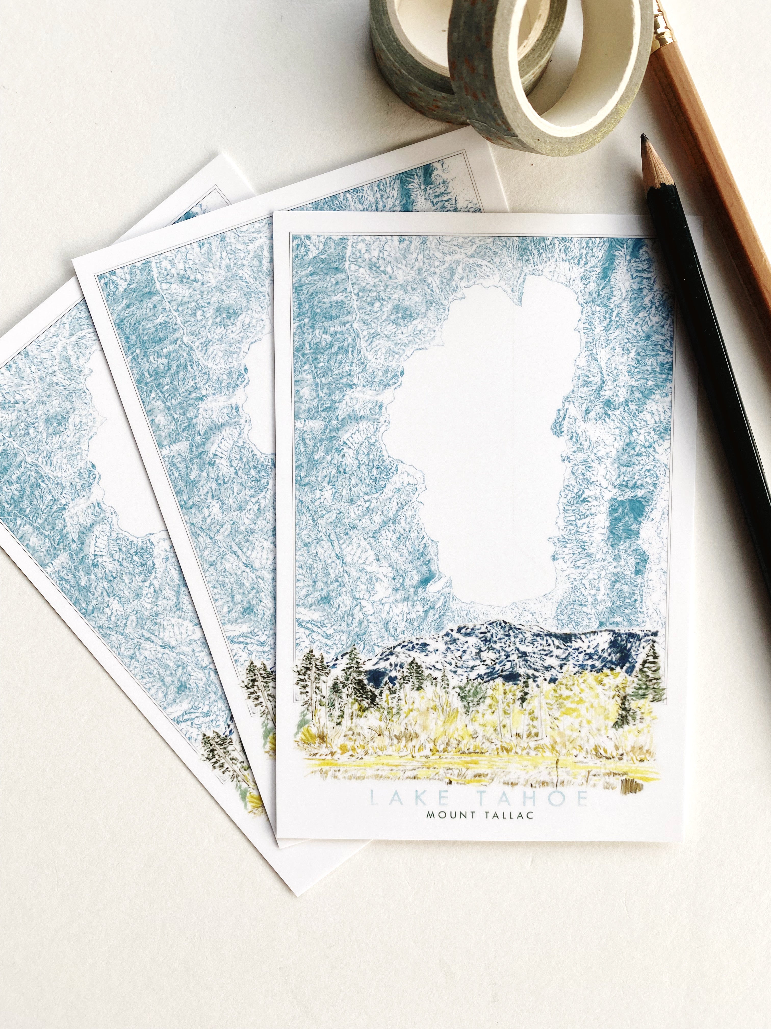 LAKE TAHOE - Mount Tallac Scene + Map - Standard Postcard