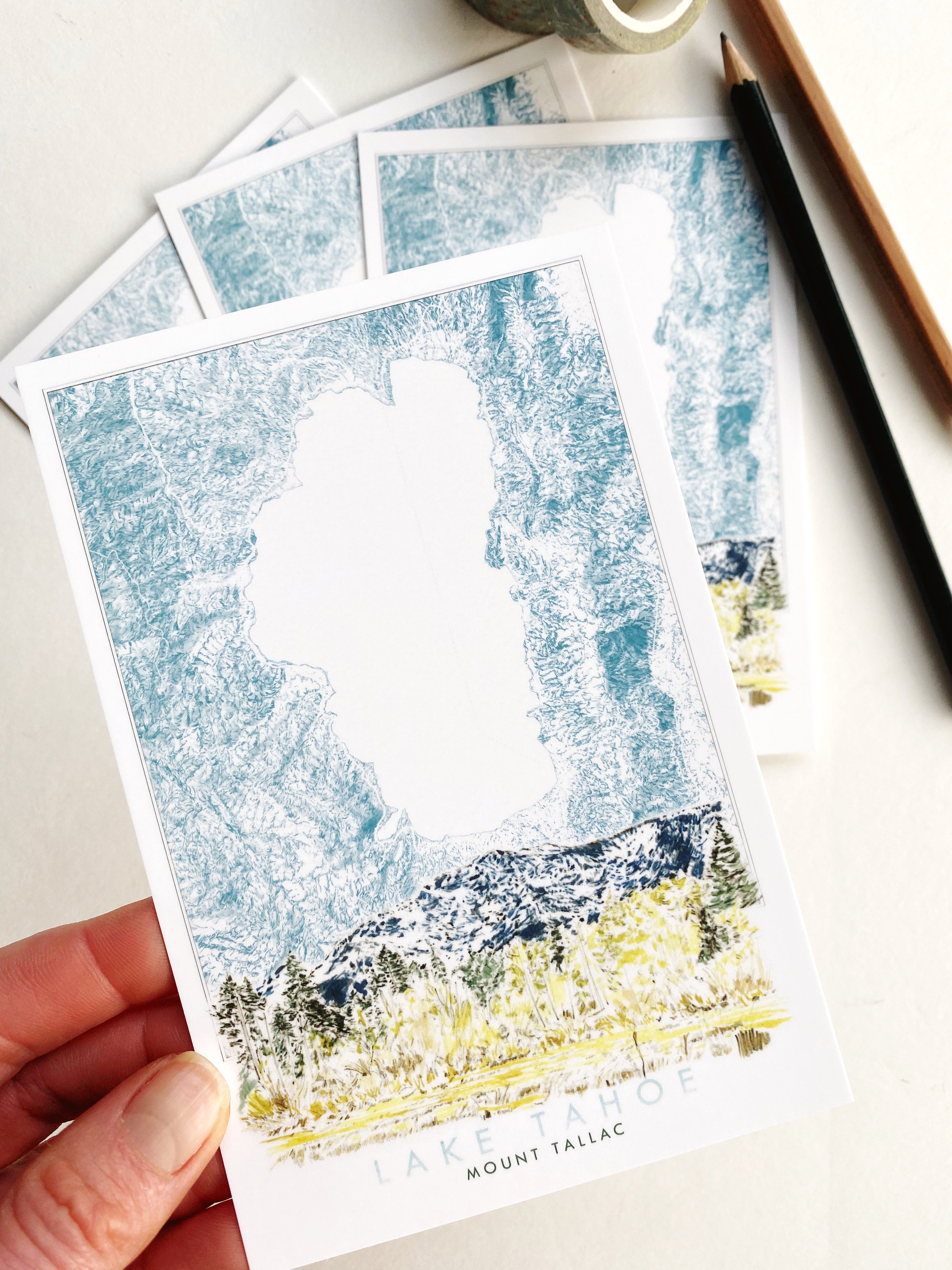 LAKE TAHOE - Mount Tallac Scene + Map - Standard Postcard