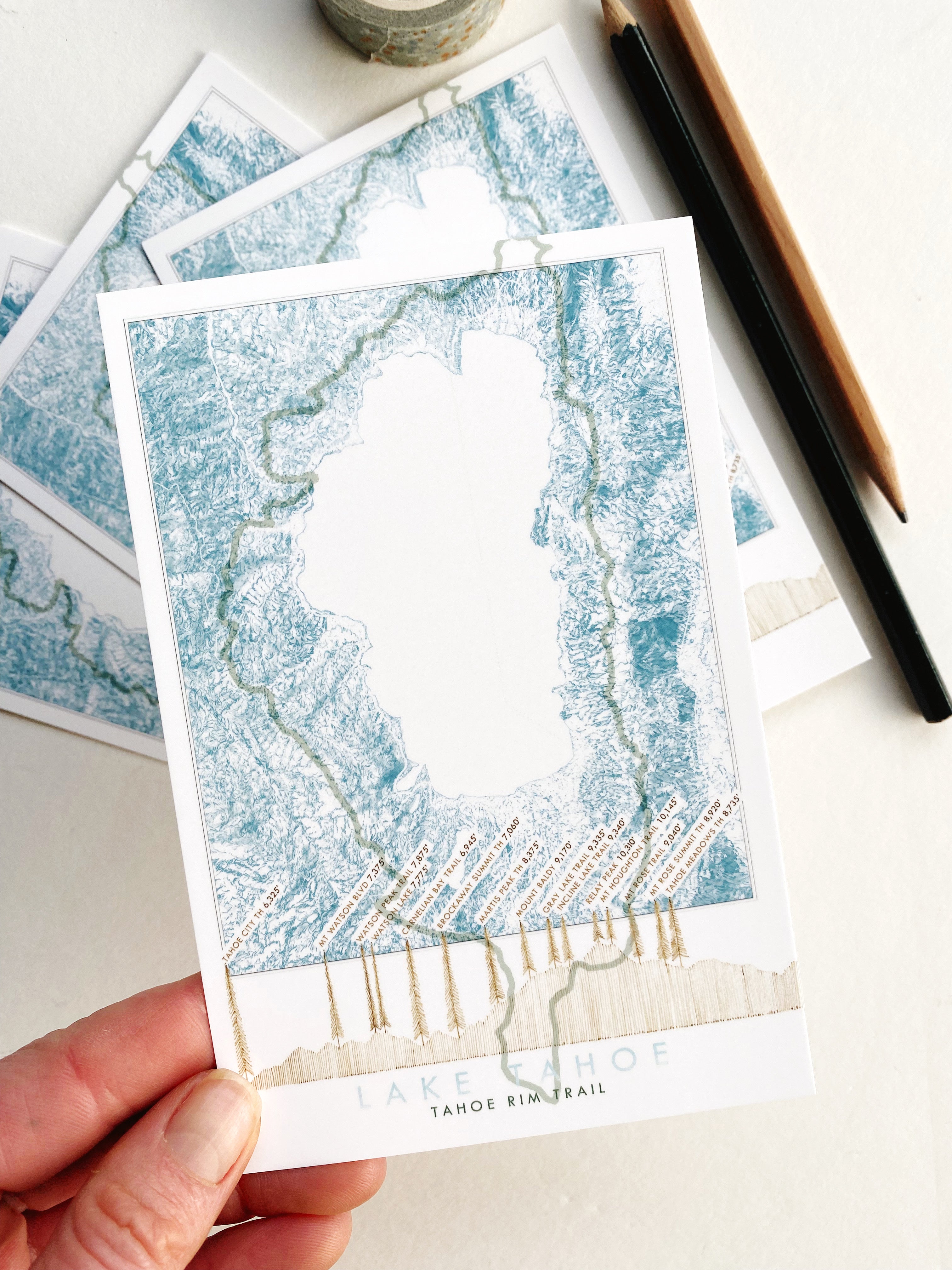 LAKE TAHOE - Tahoe Rim Trail Profile + Map - Standard Postcard