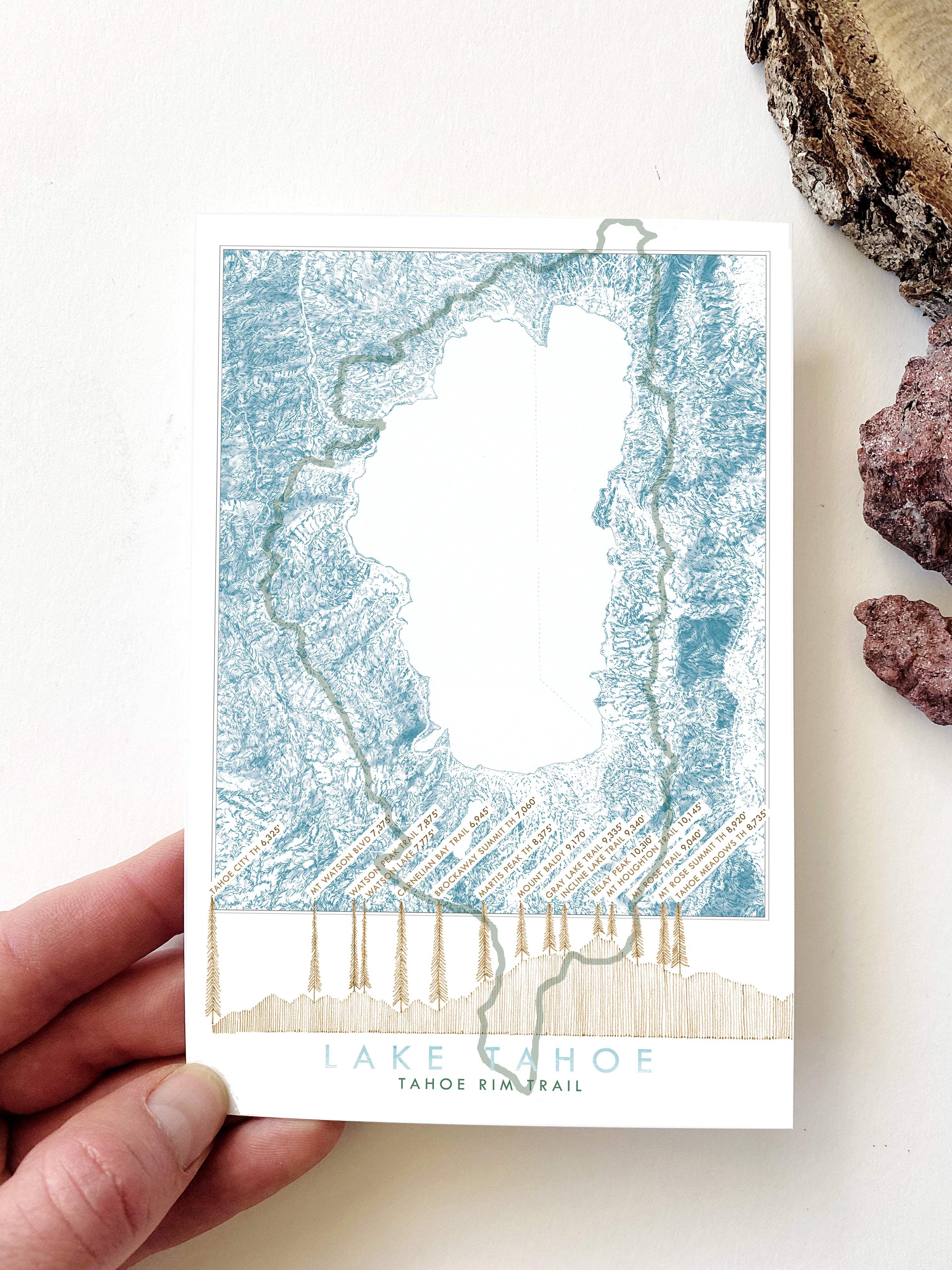 LAKE TAHOE - Tahoe Rim Trail Profile + Map - Standard Postcard