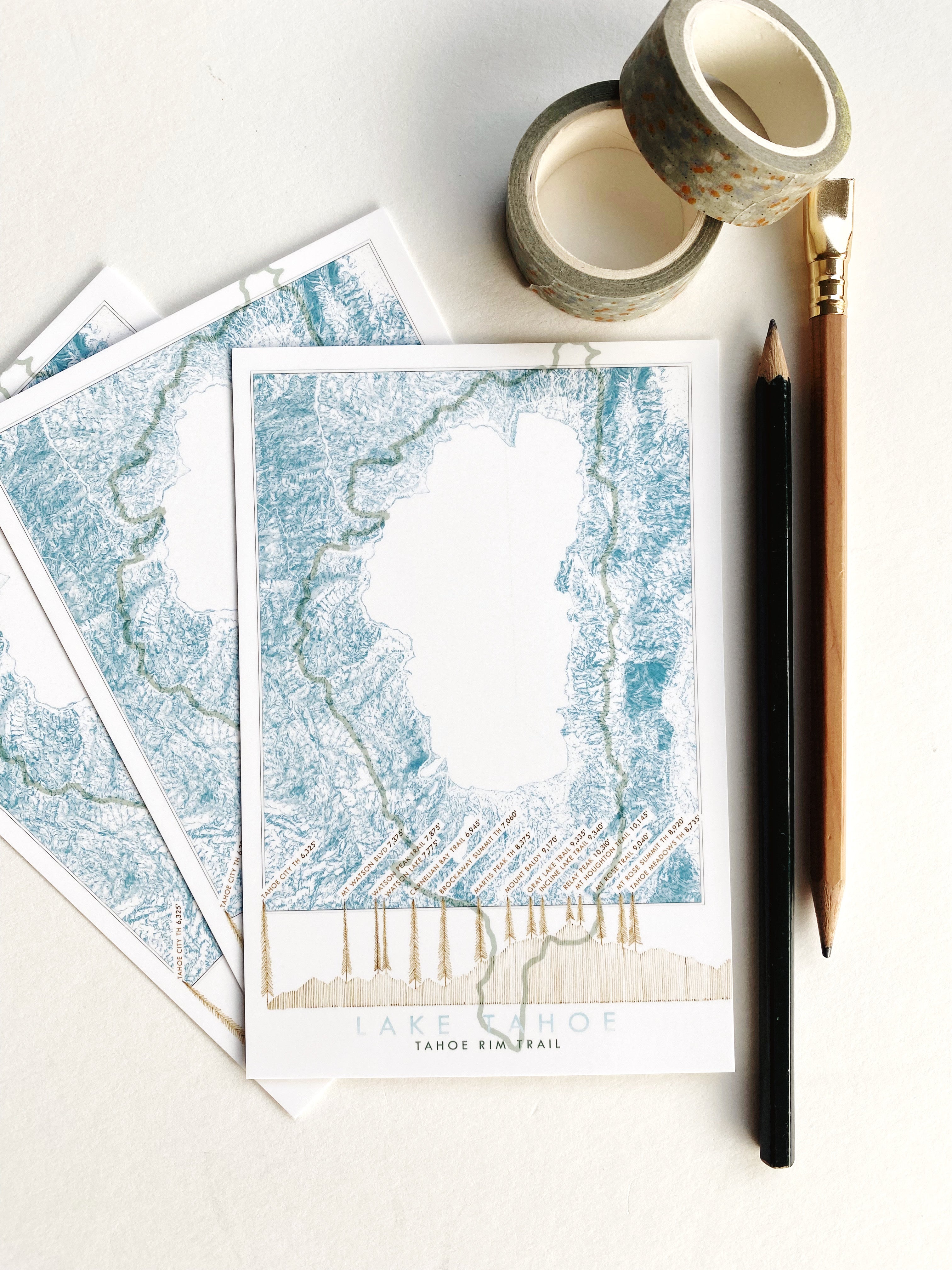 LAKE TAHOE - Tahoe Rim Trail Profile + Map - Standard Postcard