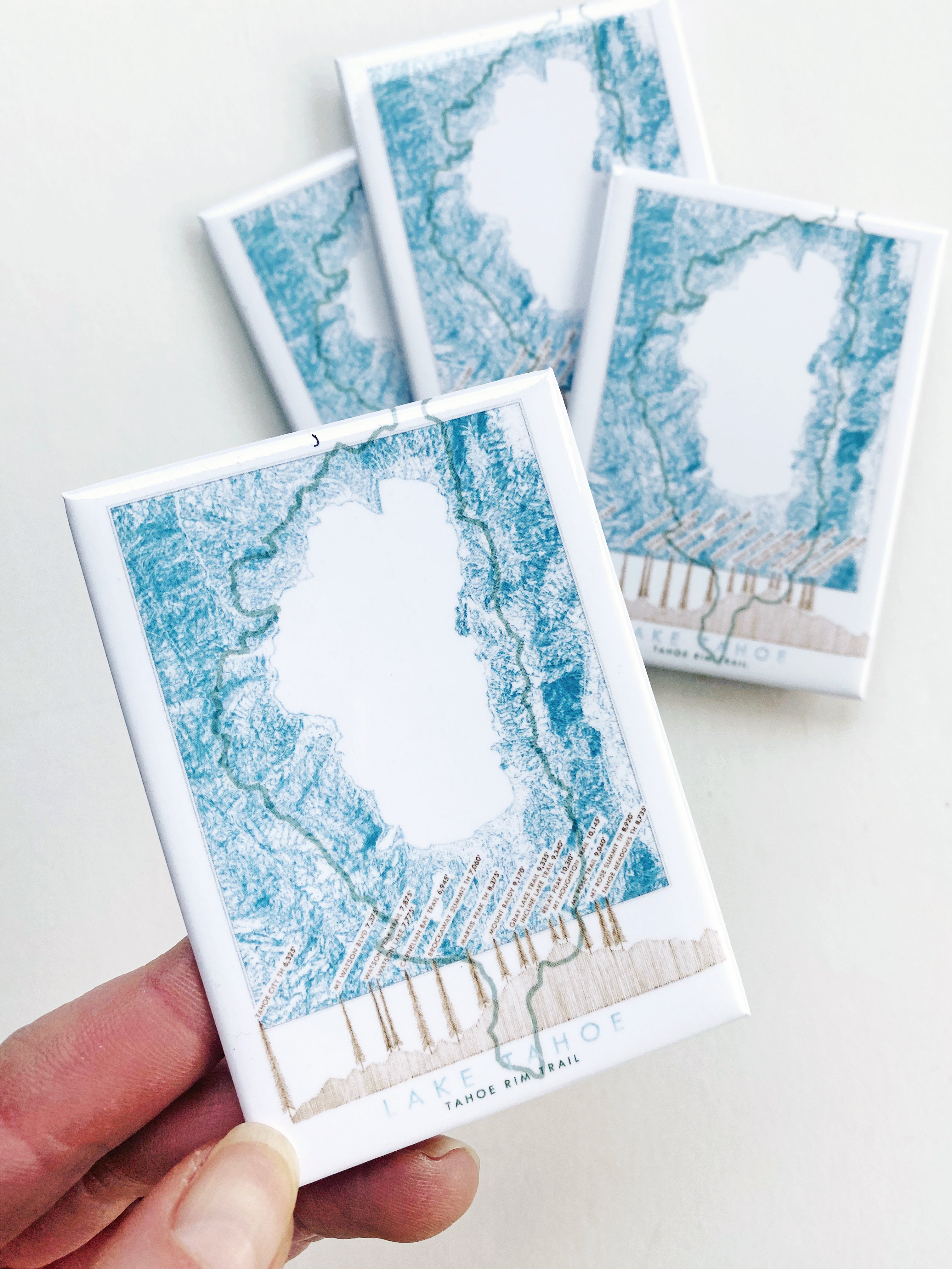 LAKE TAHOE - Tahoe Rim Trail Scene + Topographical Art Map: MAGNET