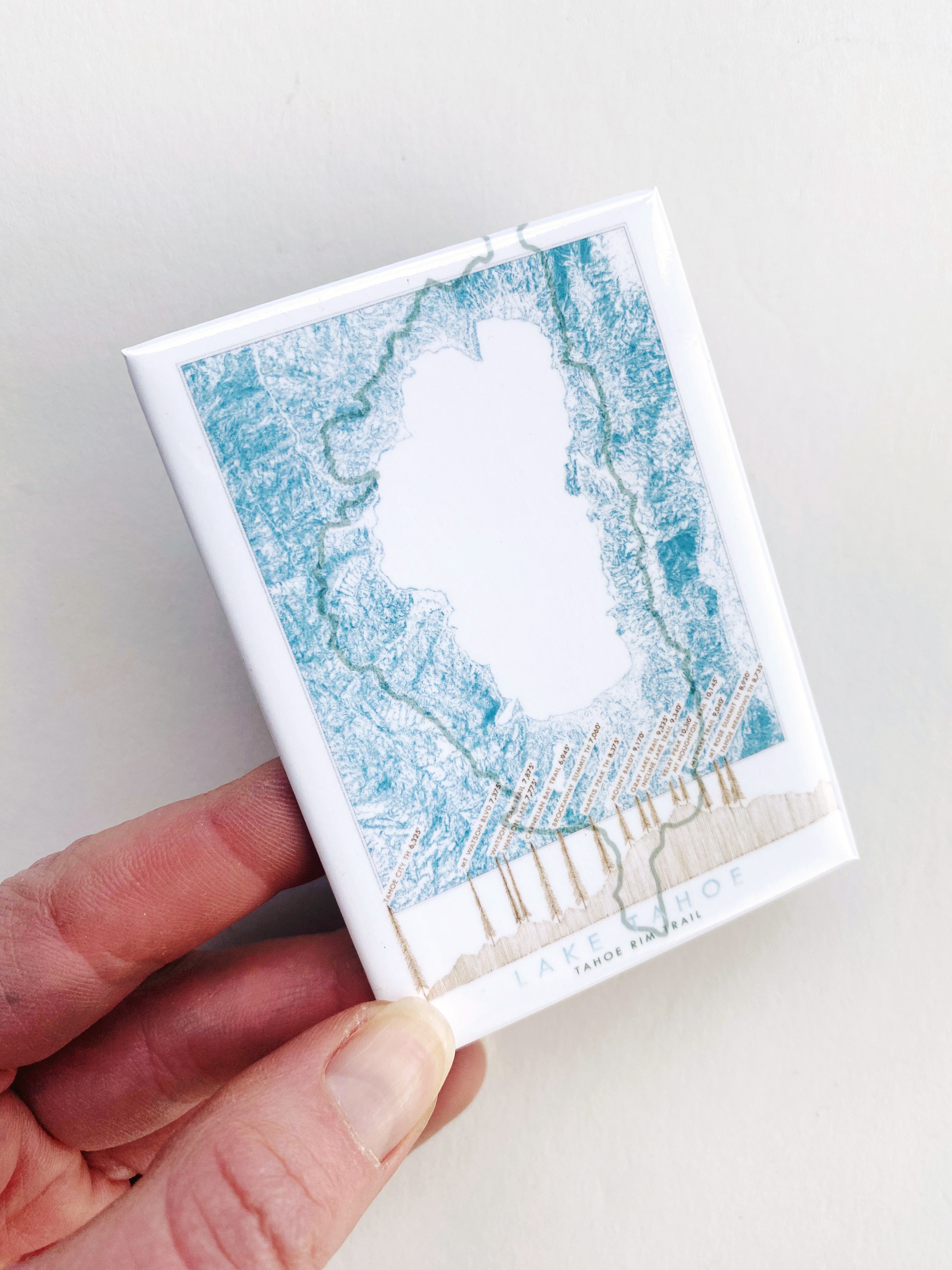 LAKE TAHOE - Tahoe Rim Trail Scene + Topographical Art Map: MAGNET