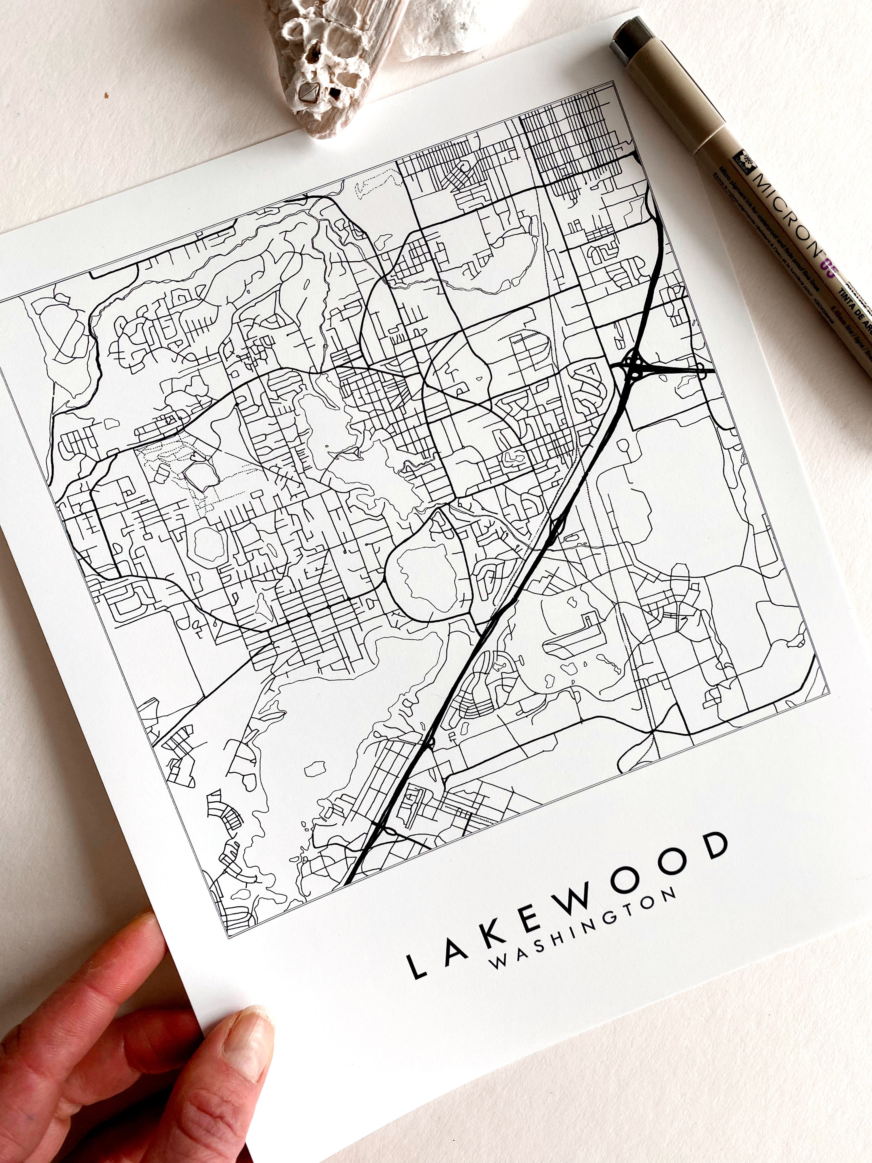 LAKEWOOD Washington City Lines Map: PRINT