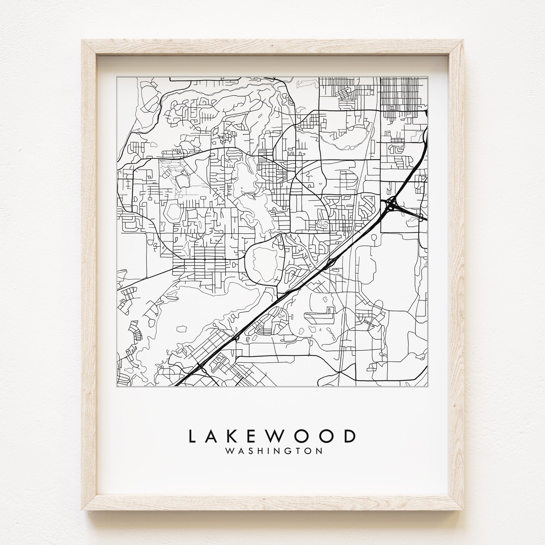 LAKEWOOD Washington City Lines Map: PRINT