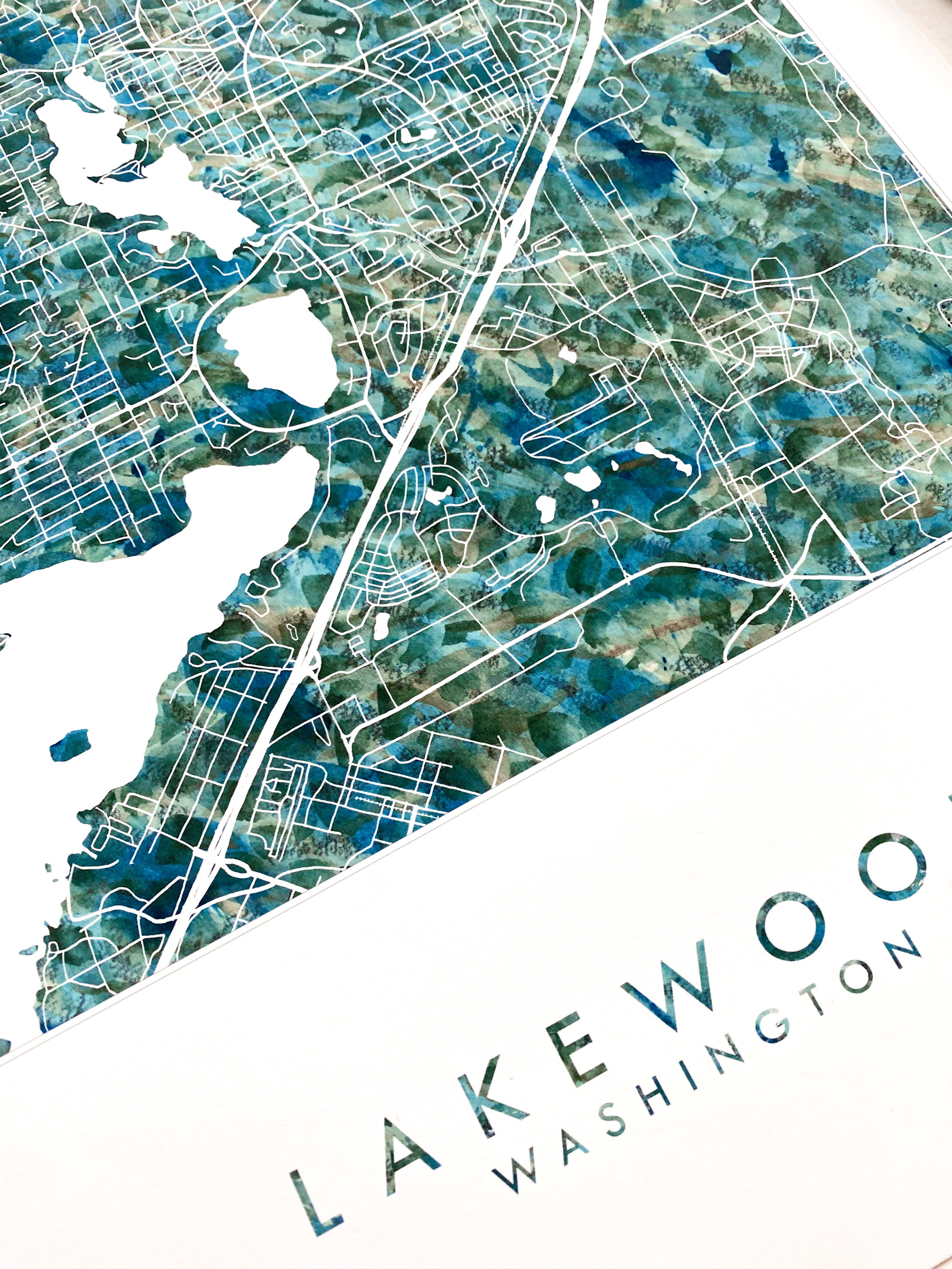 LAKEWOOD Washington Urban Fabrics City Map: PRINT
