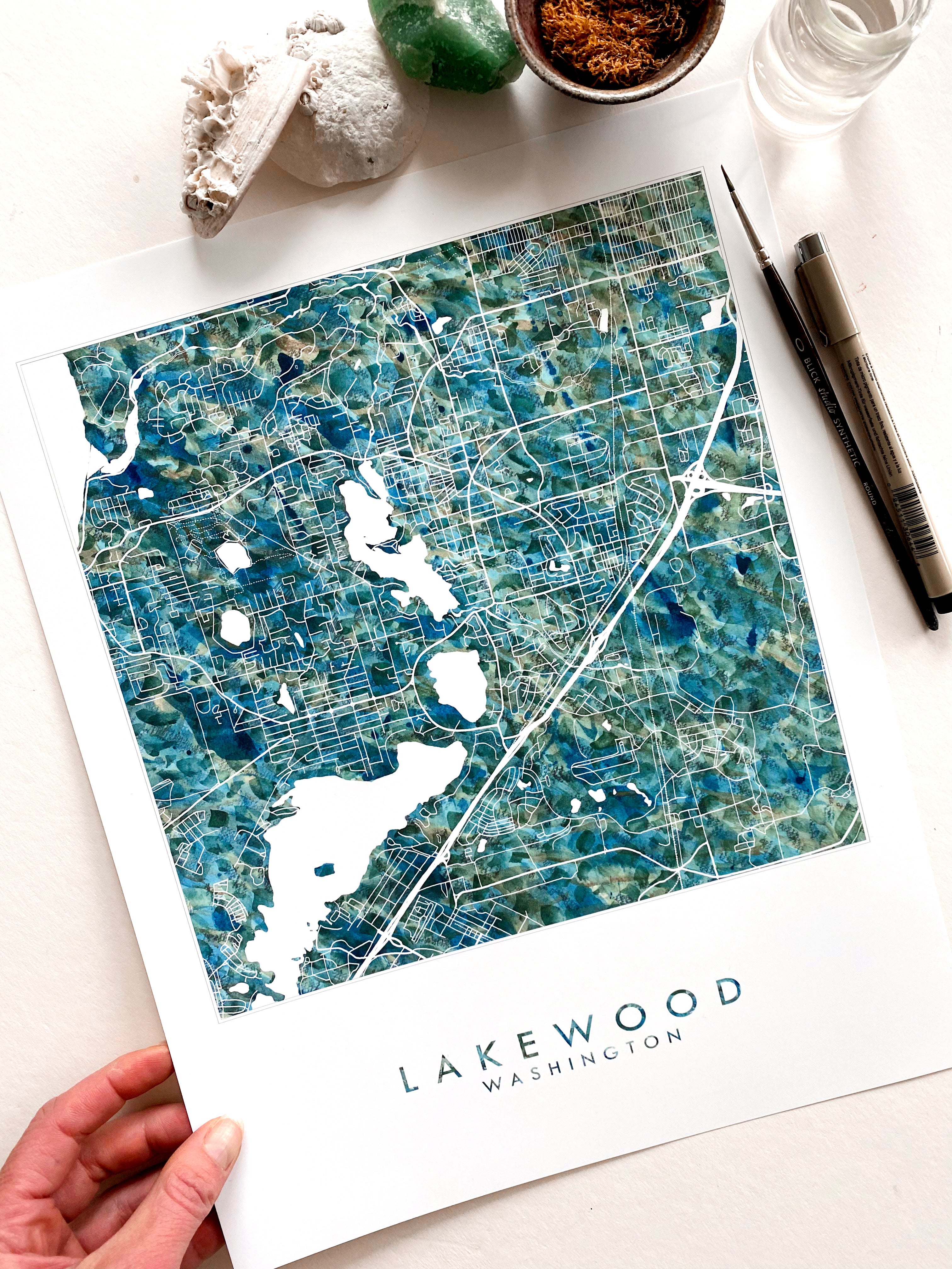 LAKEWOOD Washington Urban Fabrics City Map: PRINT
