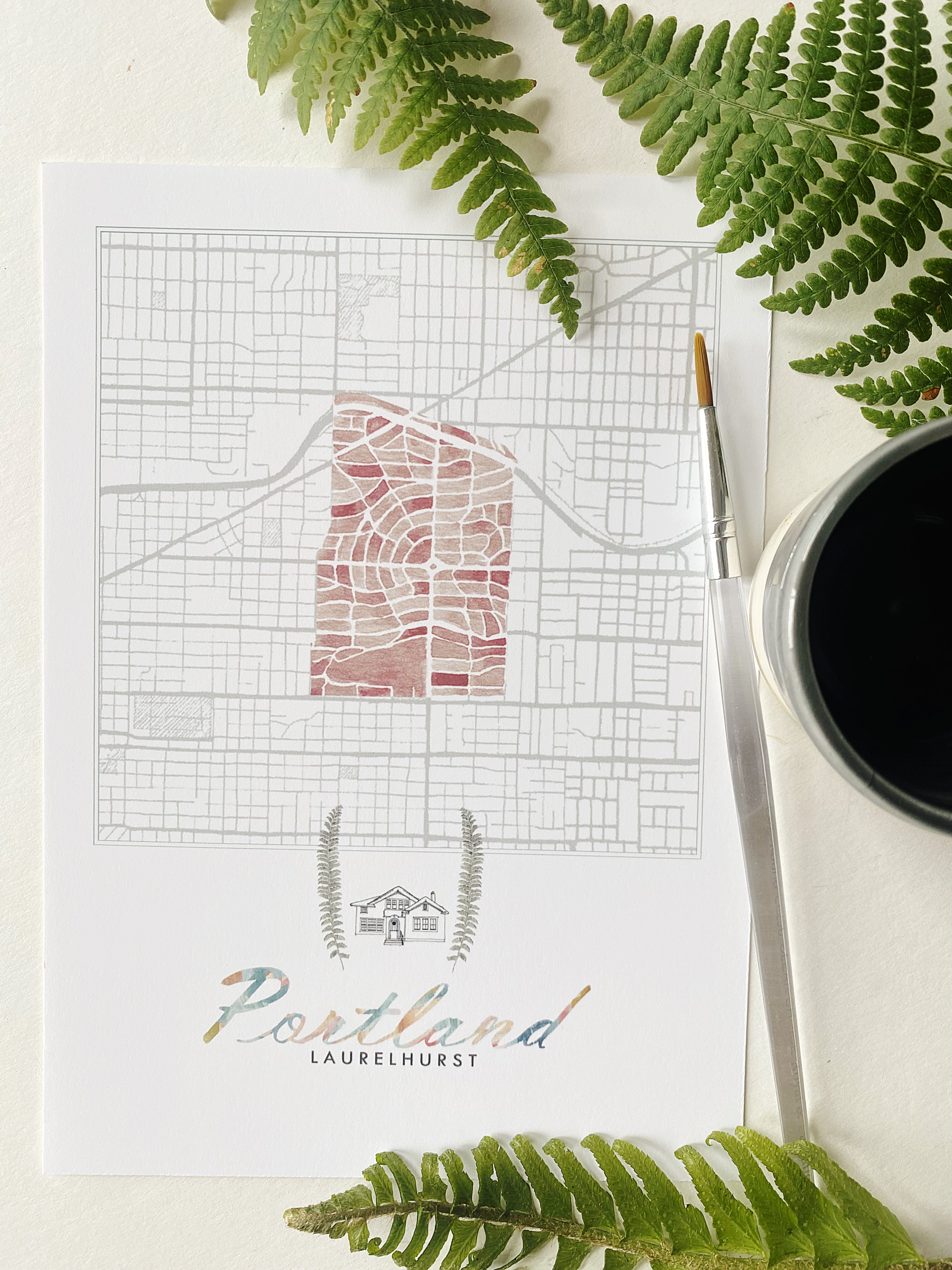 Laurelhurst PORTLAND Neighborhood Watercolor Map: PRINT