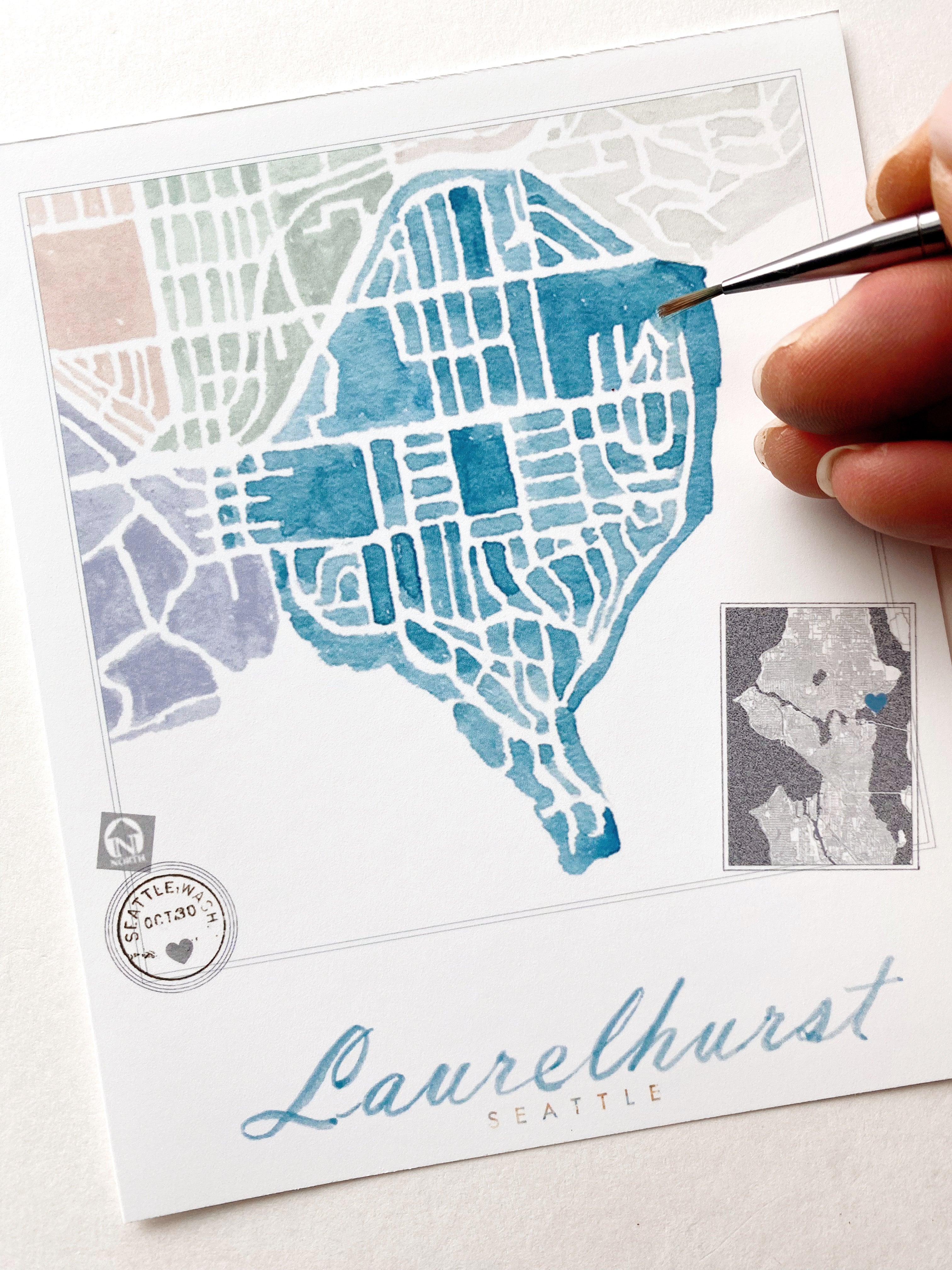 Laurelhurst SEATTLE Neighborhood Watercolor Map: PRINT