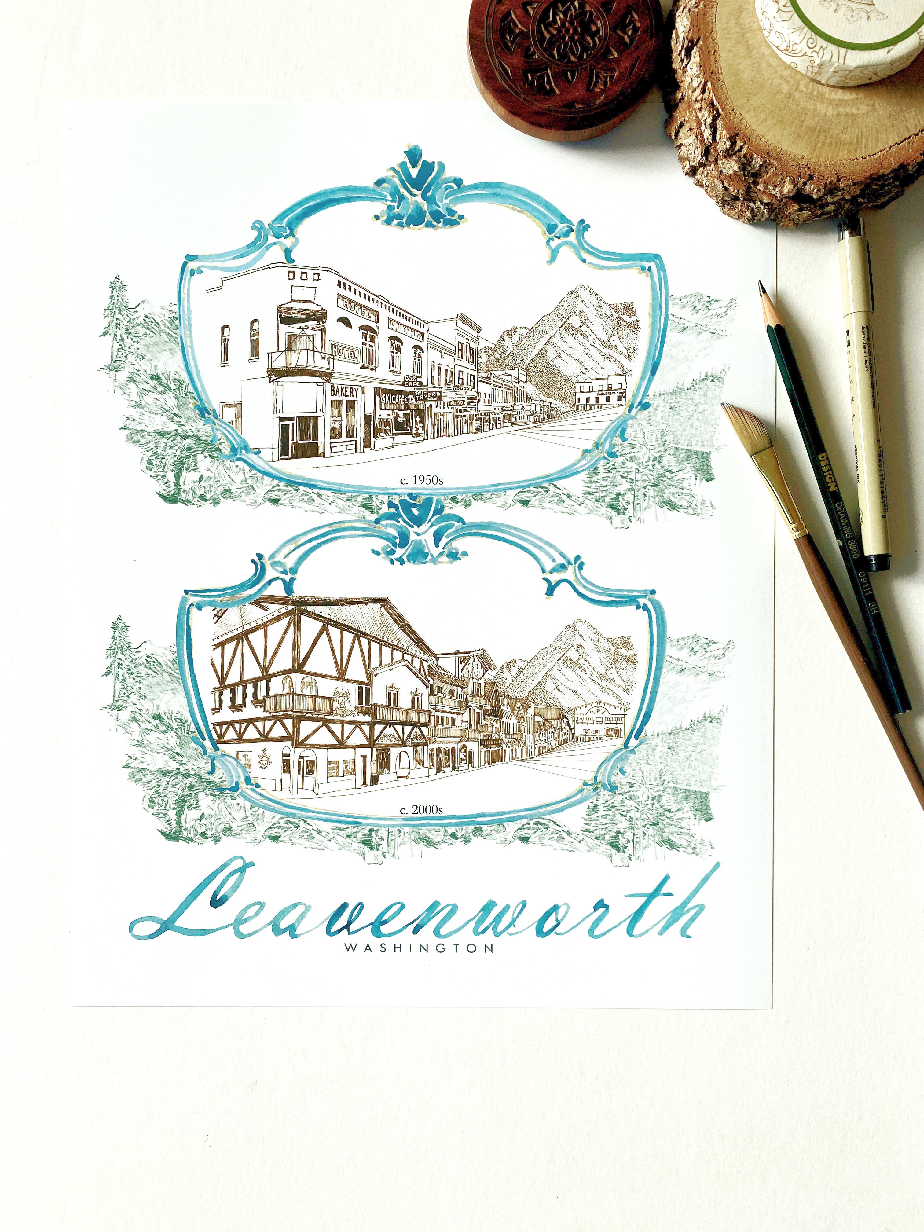 LEAVENWORTH Washington "Then and Now": PRINT