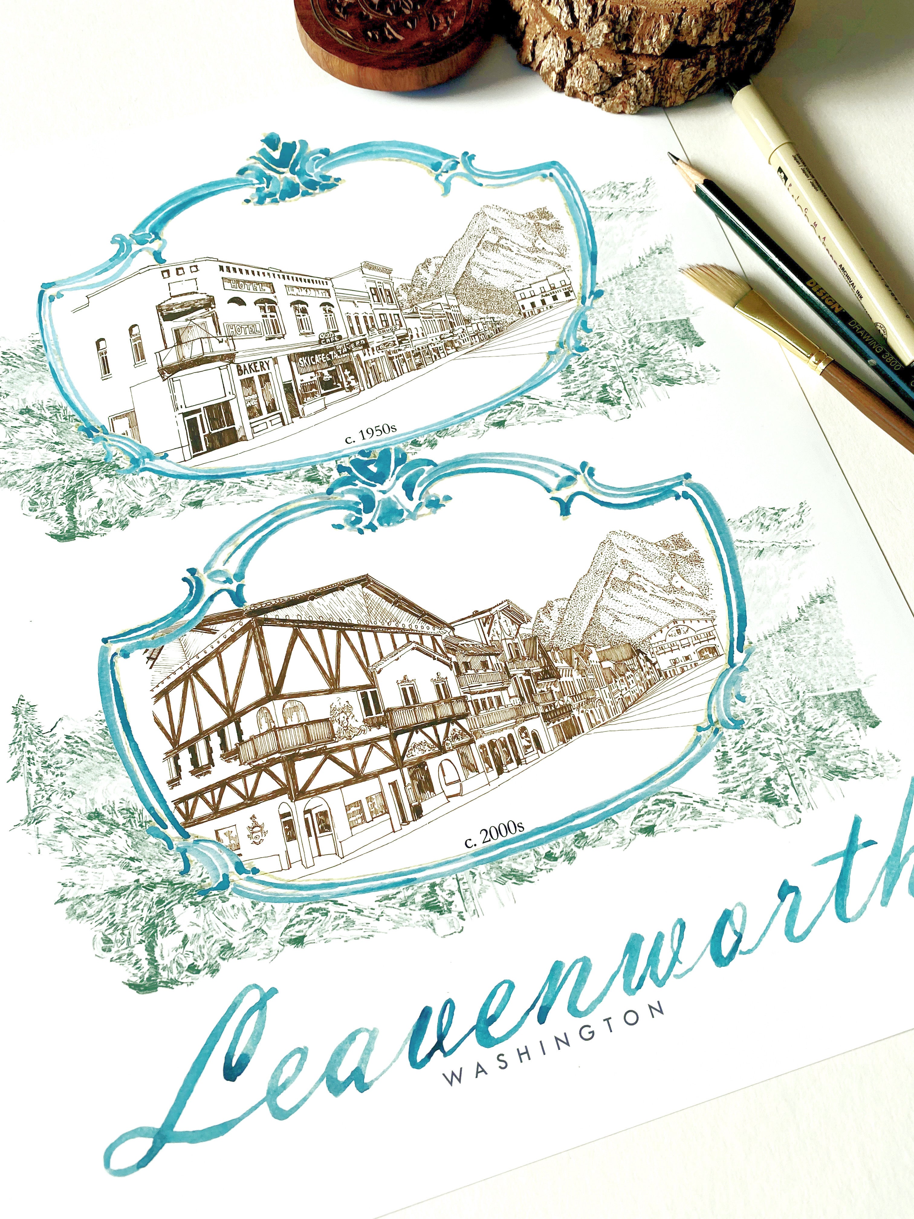 LEAVENWORTH Washington "Then and Now": PRINT