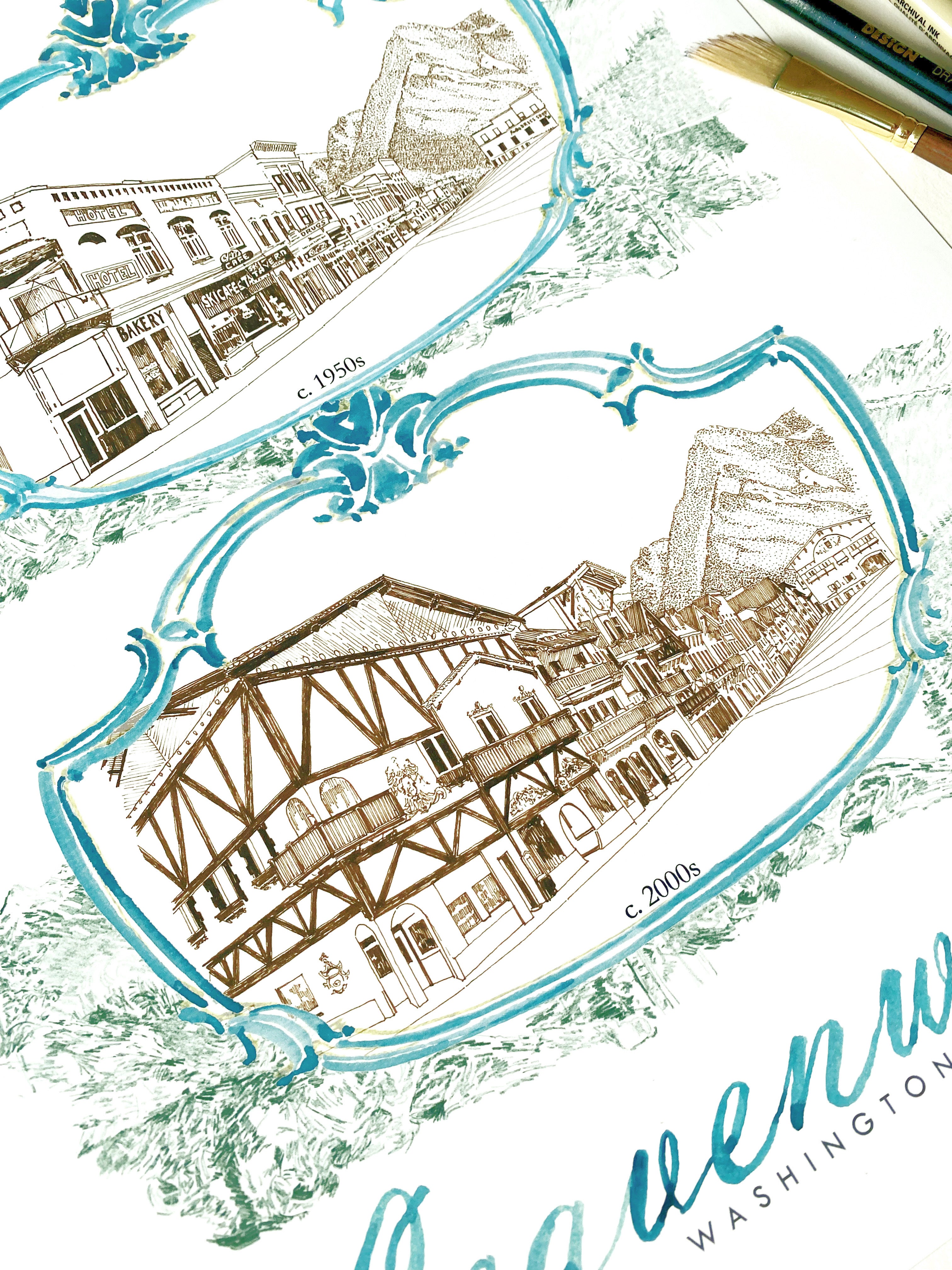 LEAVENWORTH Washington "Then and Now": PRINT