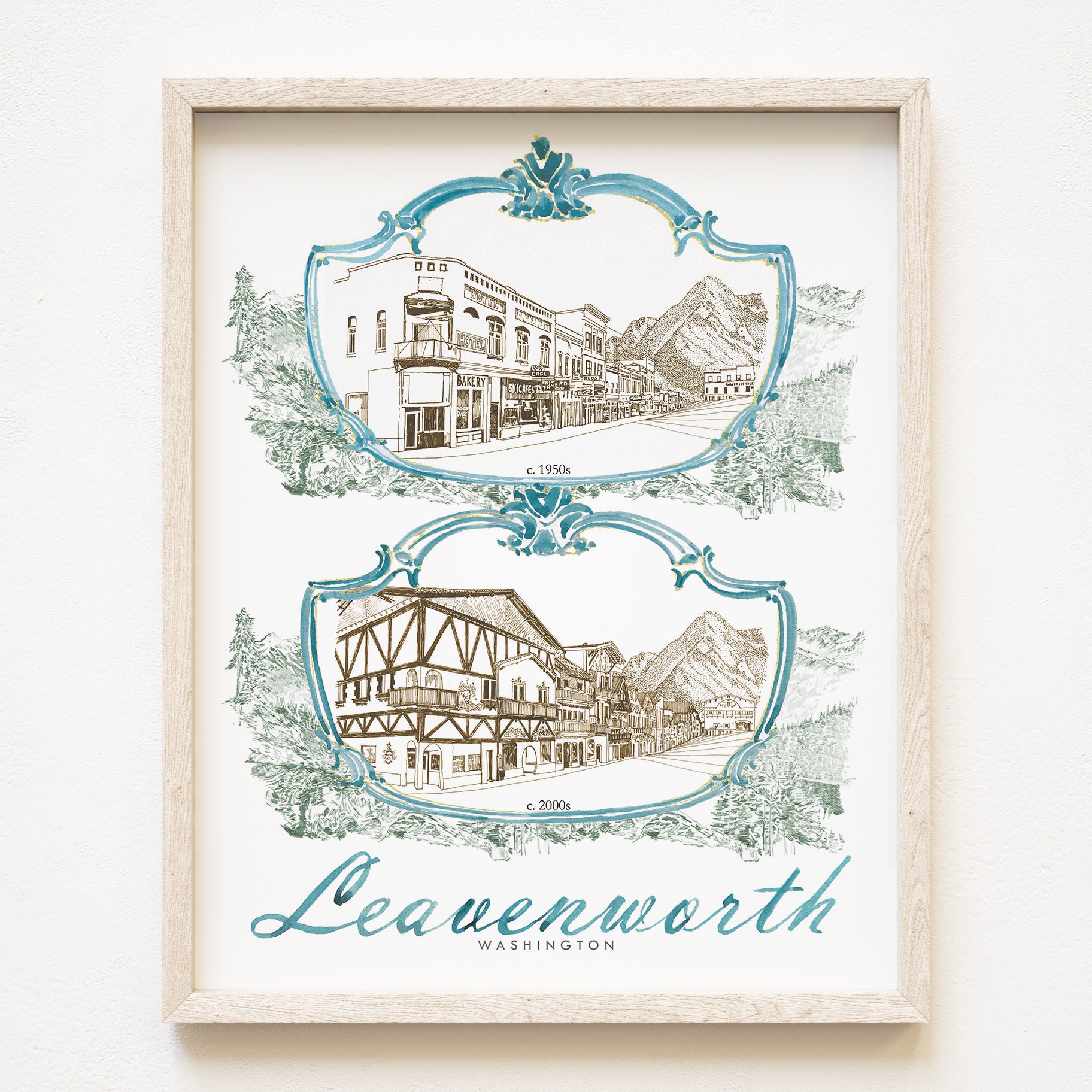 LEAVENWORTH Washington "Then and Now": PRINT