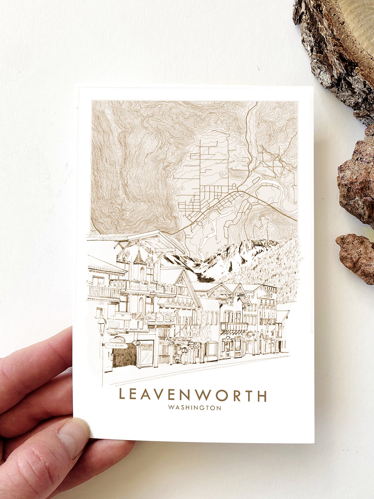 LEAVENWORTH Washington Topographic Map Postcard